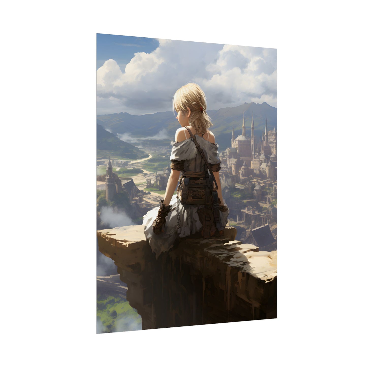 Anime Dreams: Flying Blonde Digital Artwork - Poster