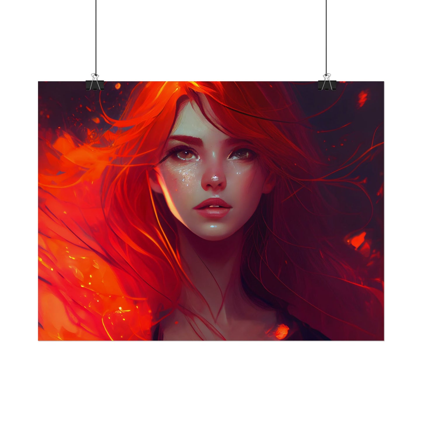Glowing Female Portrait: Close-Up Artwork - Poster