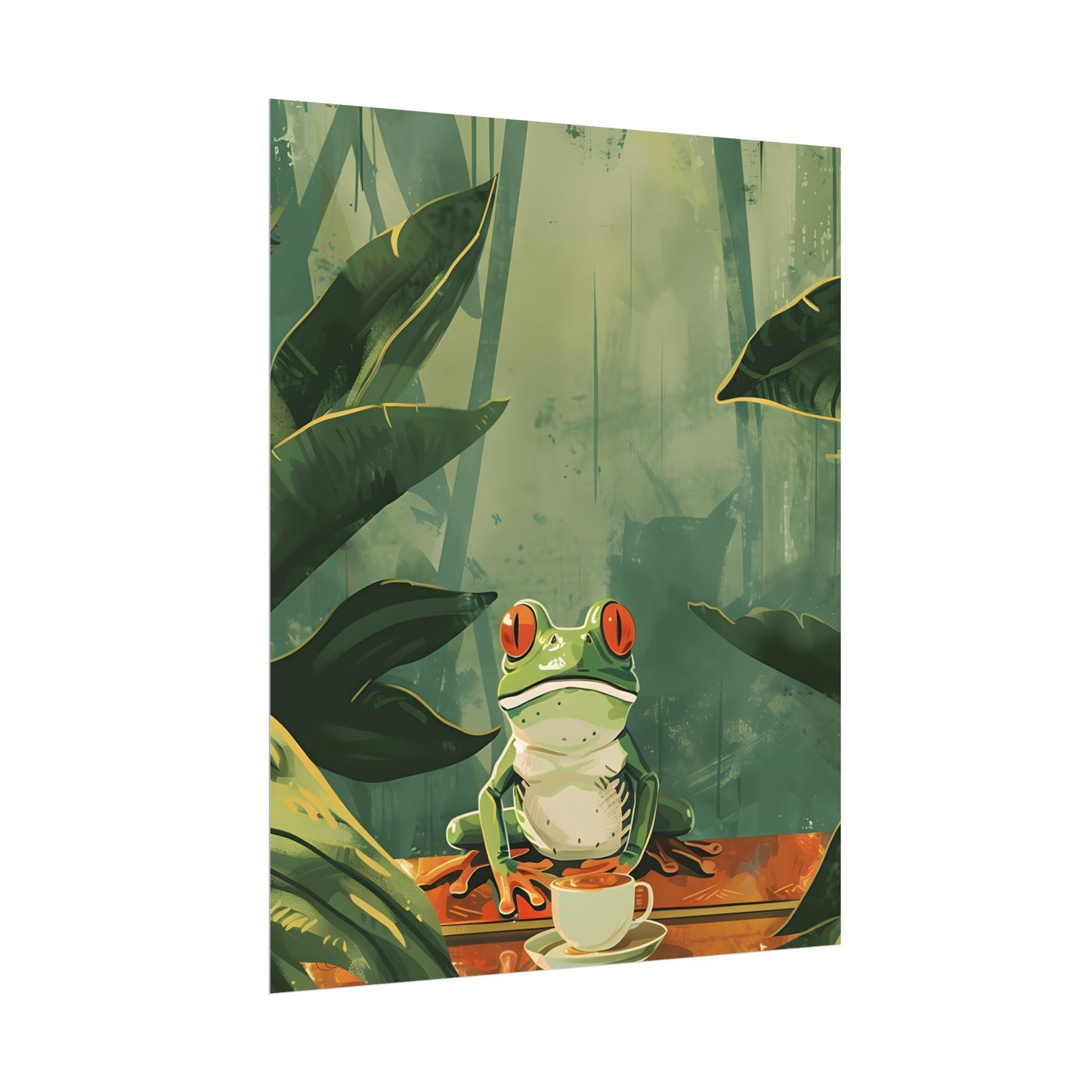 Whimsical Frog Illustration: Tree Branch Artwork - Poster