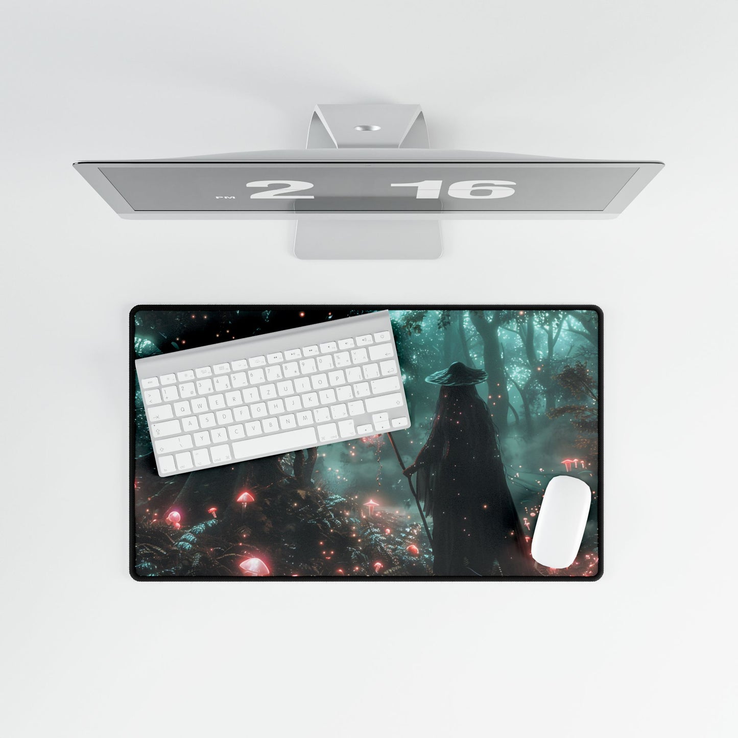 Whispers of Magic in Enchanted Woods: A Mysterious Encounter with the Witch - Desk Mat