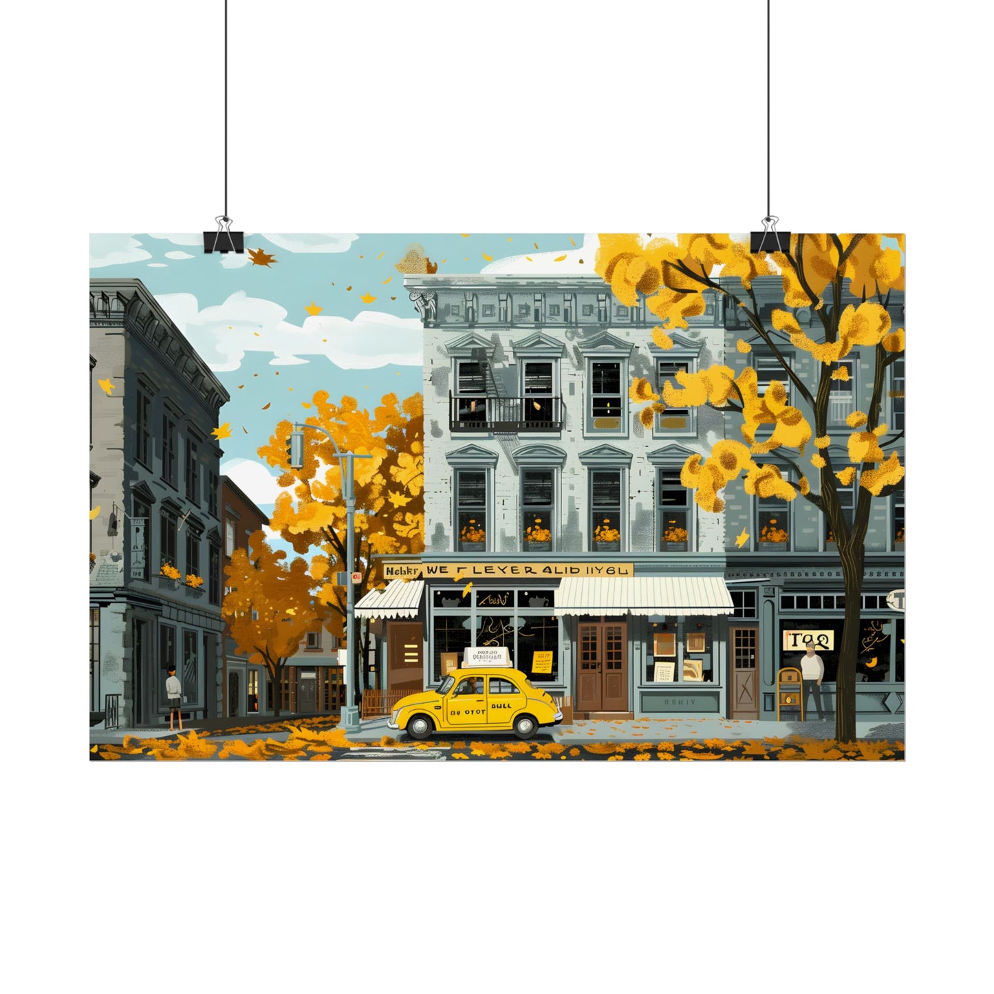Whimsical Yellow Building: Ornate Illustration Artwork - Poster
