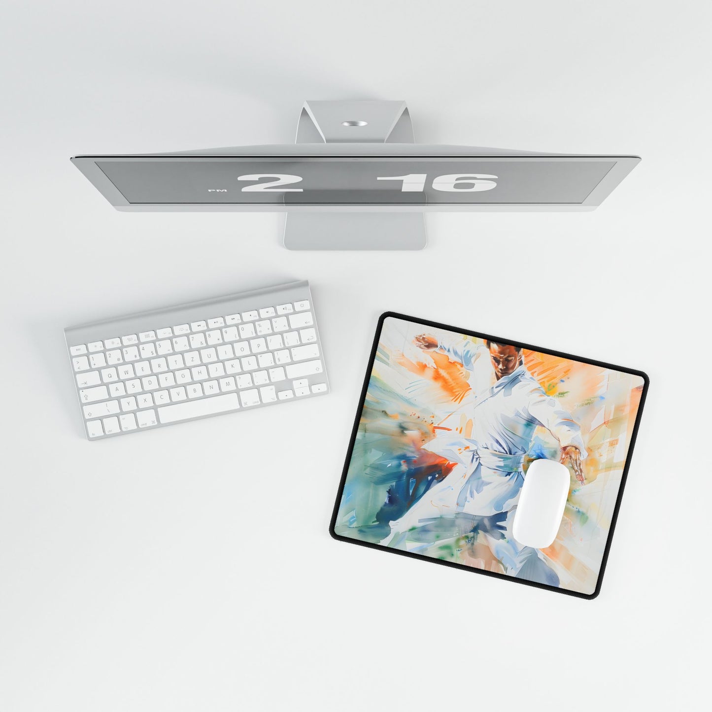Watercolor Dance: A Historical Man in White Artwork - Desk Mat