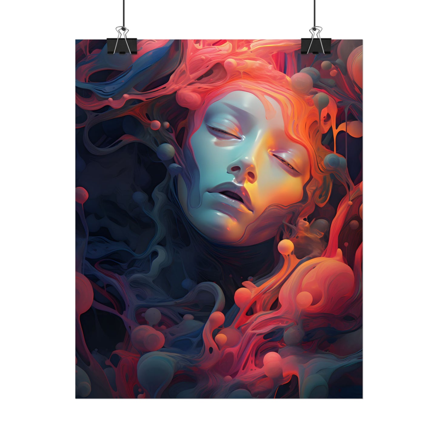 Abstract Cyber Dreamscape: Digital Artwork - Poster