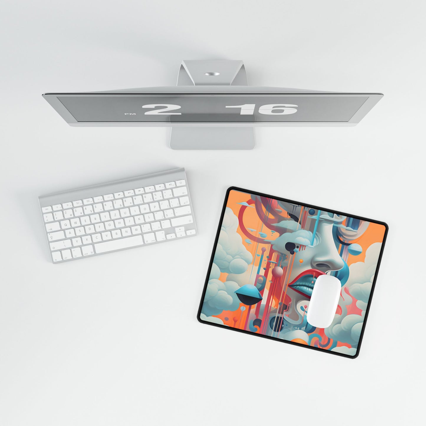 Abstract Digital Art: Dynamic Geometric Dreamspace - Desk Mat