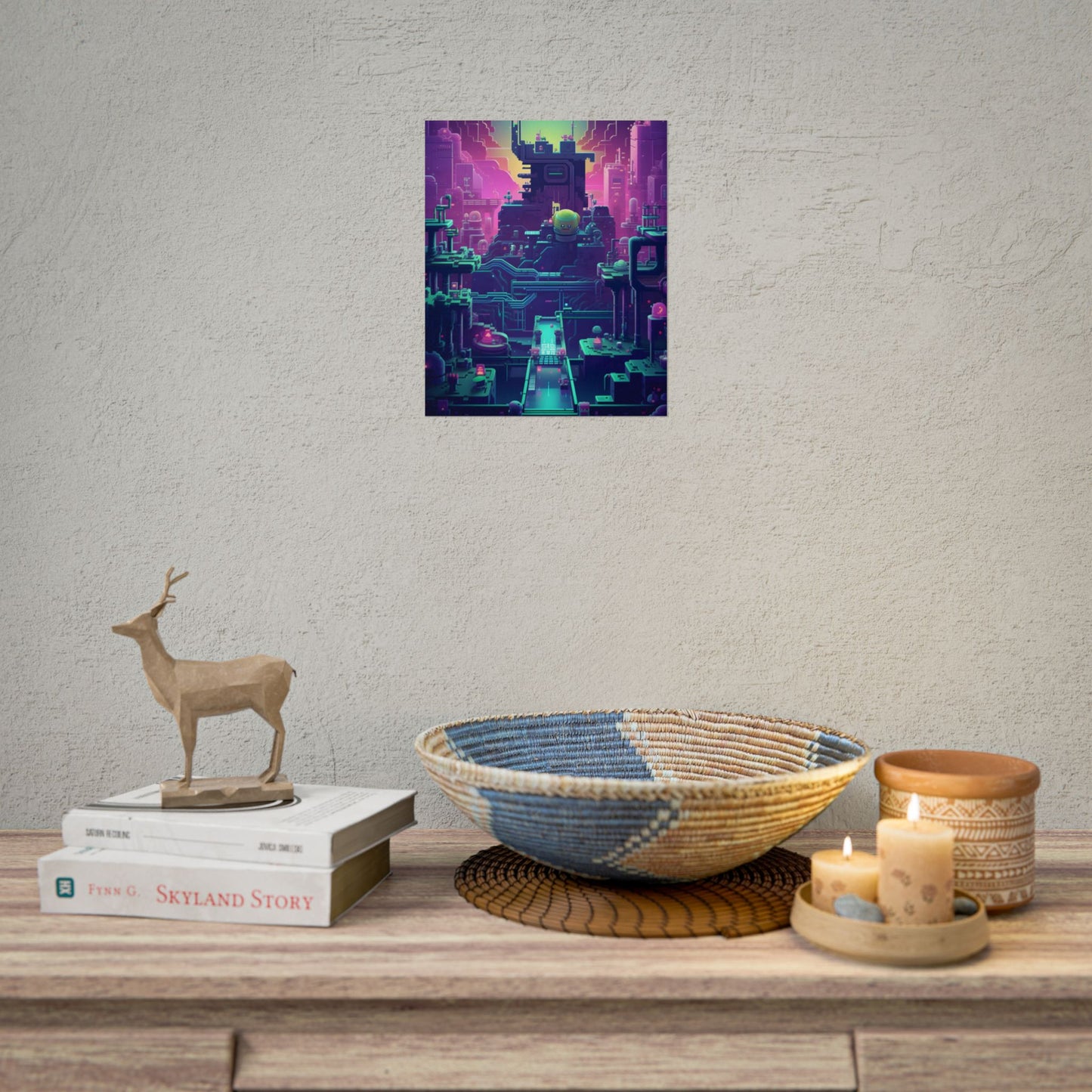Vibrant Cyber-Pets: Gamified Pixelated Digital Art - Poster