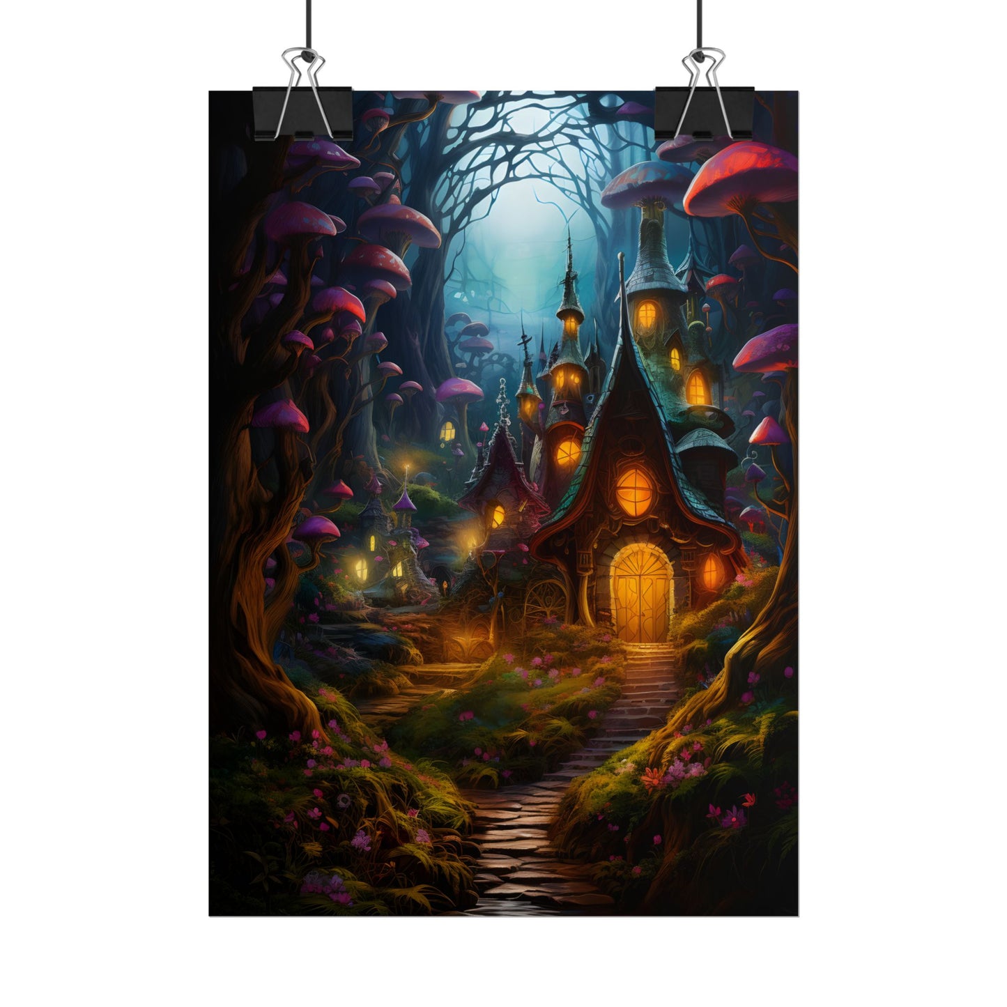 Enchanted Forest Boy: Whimsical Fairy Tale Scene - Poster