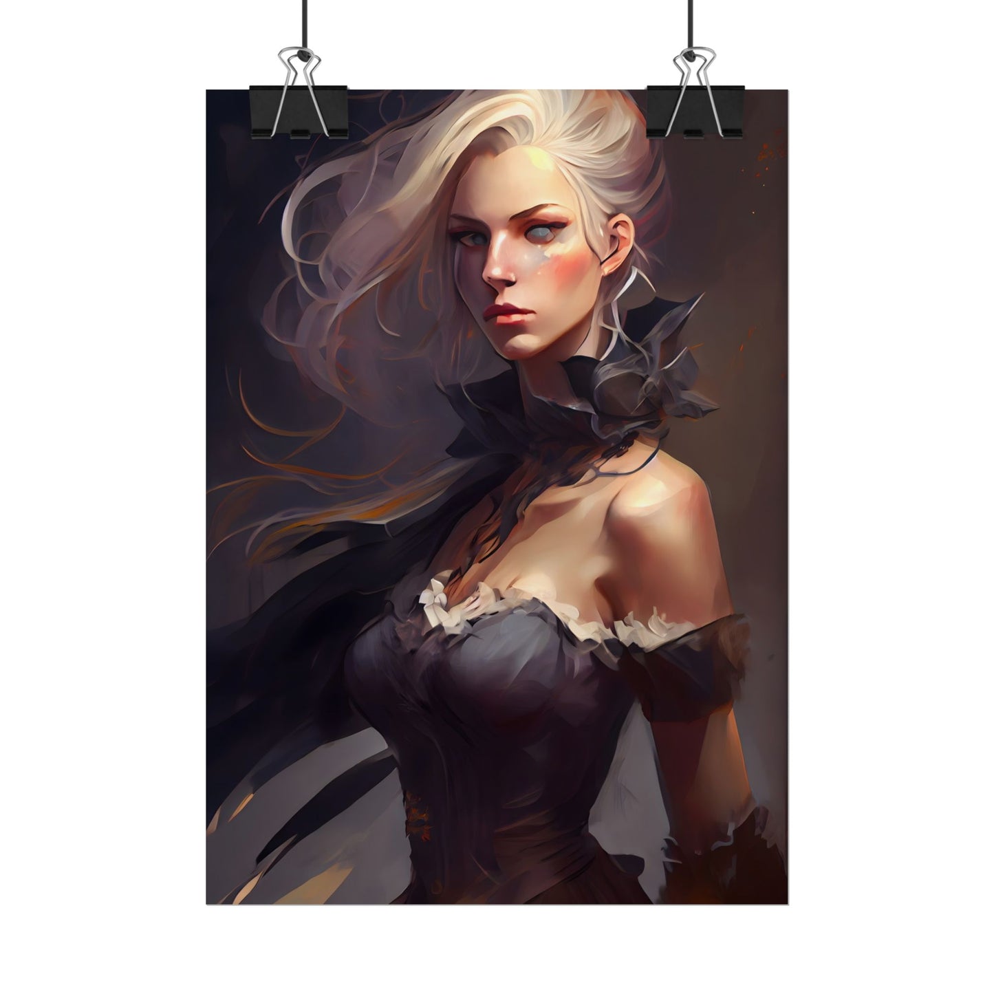Elegant Blonde Beauty: Whirling Portrait Art - Poster