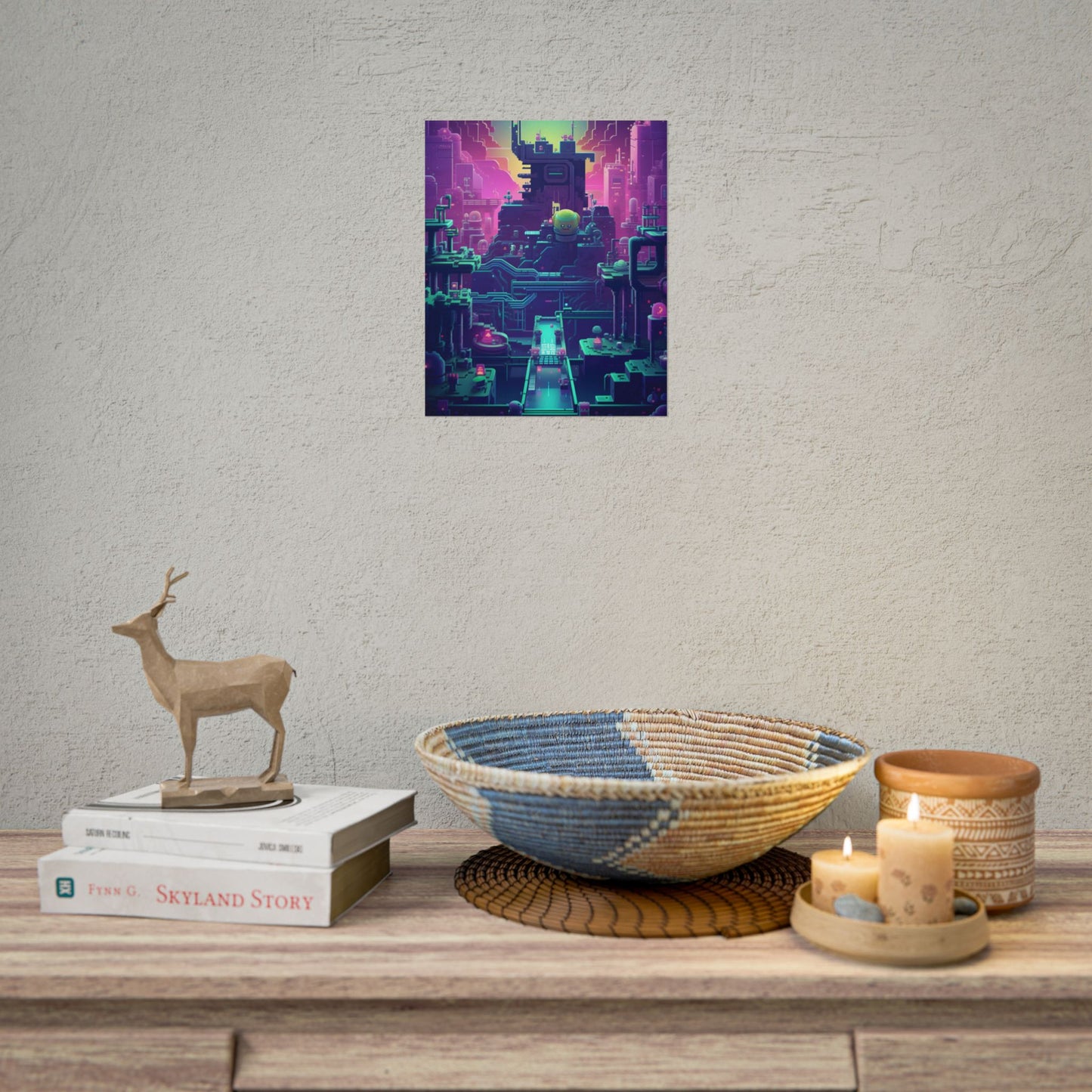 Vibrant Cyber-Pets: Gamified Pixelated Digital Art - Poster