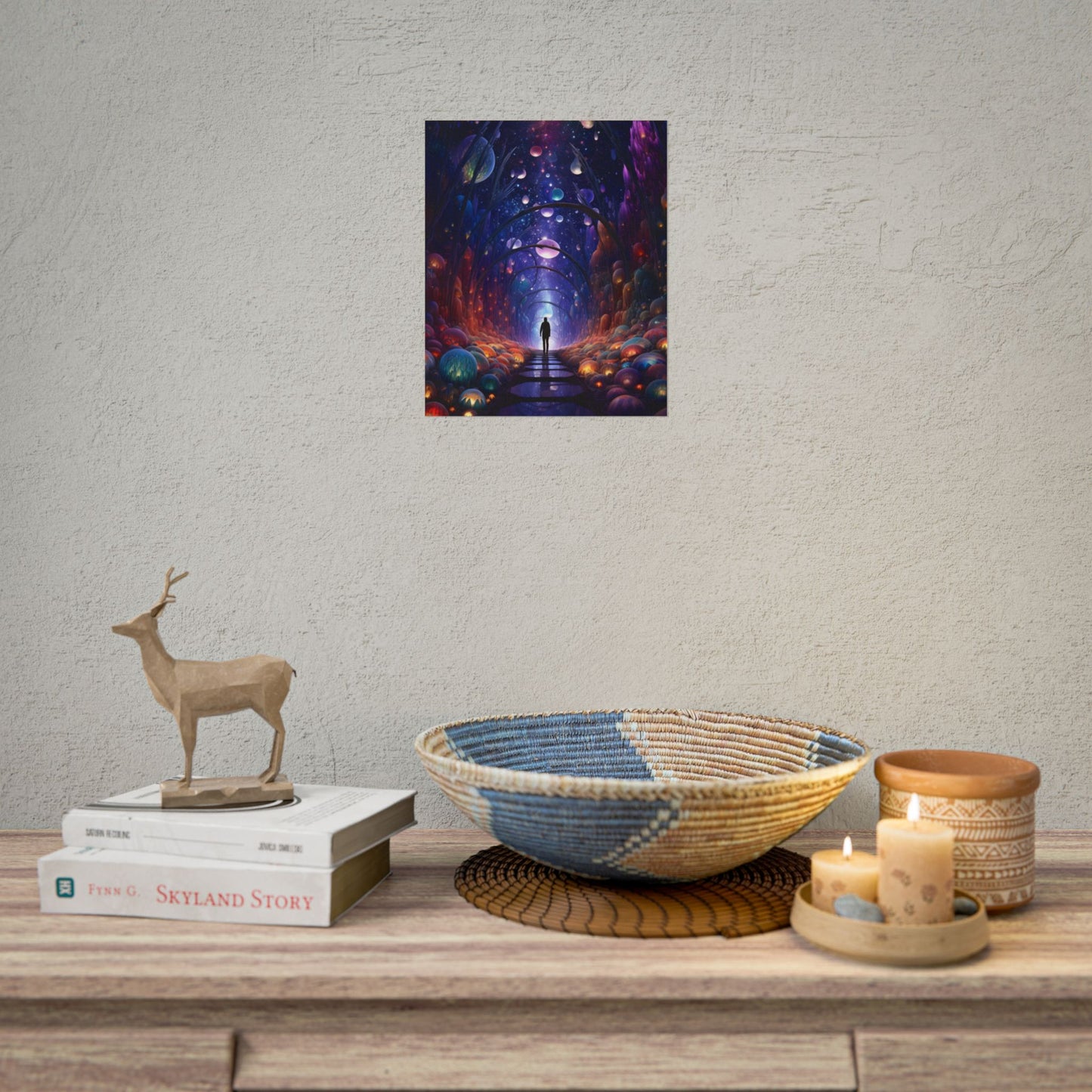 Celestial Art Gallery: Indoor Space with Starry Canvas - Poster