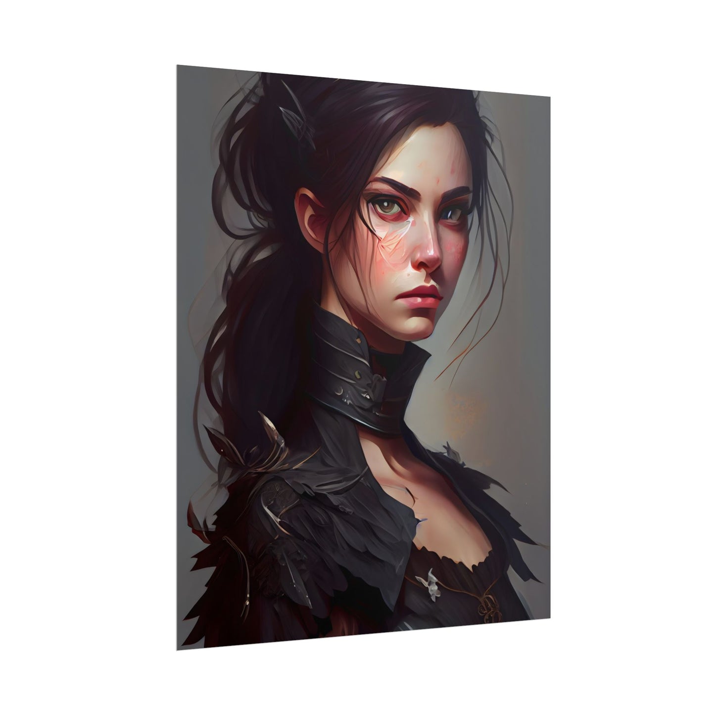 Artistic Female Portrait: Elegant Dress Digital Artwork - Poster