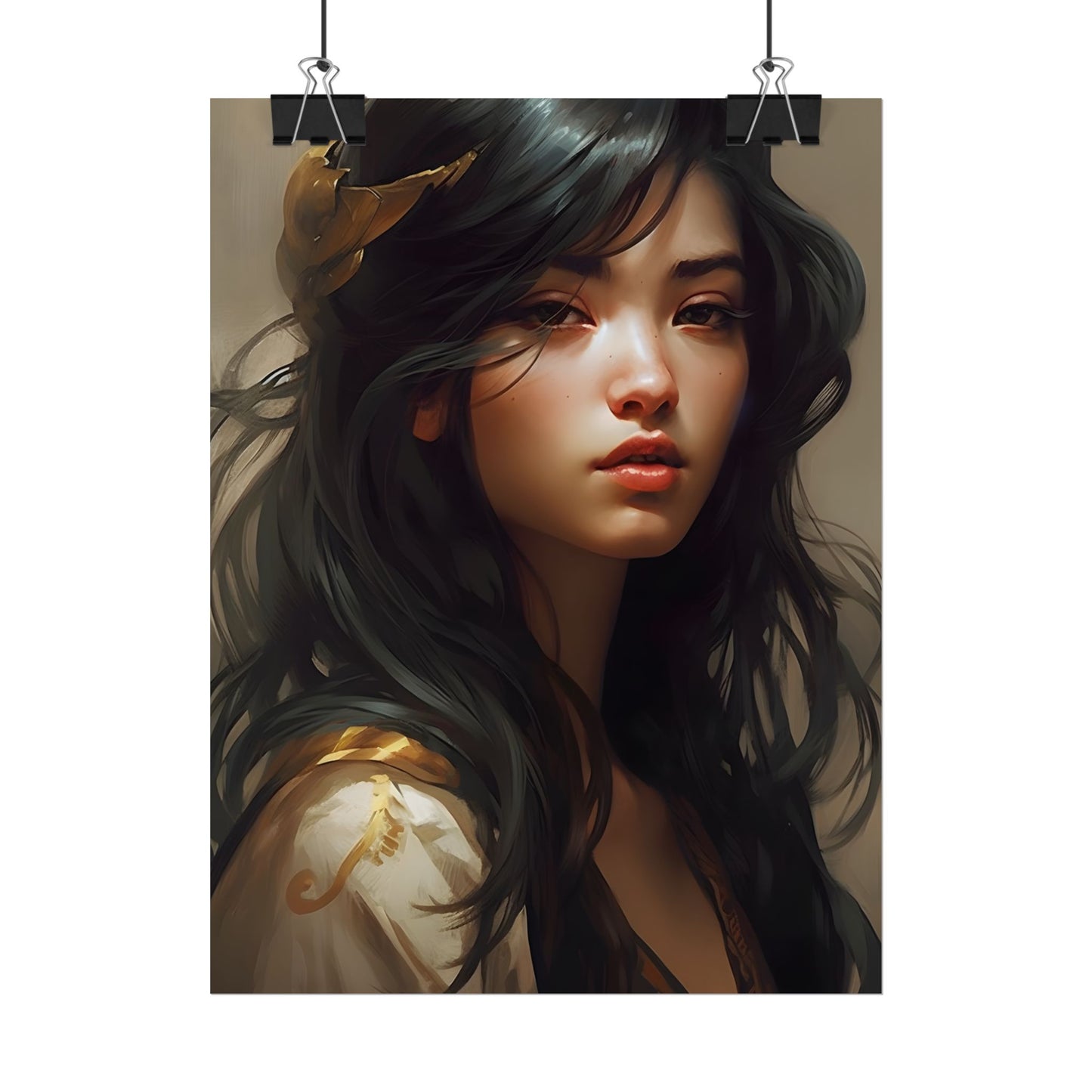Astonishing Black Haired Portrait: Digital Artwork - Poster