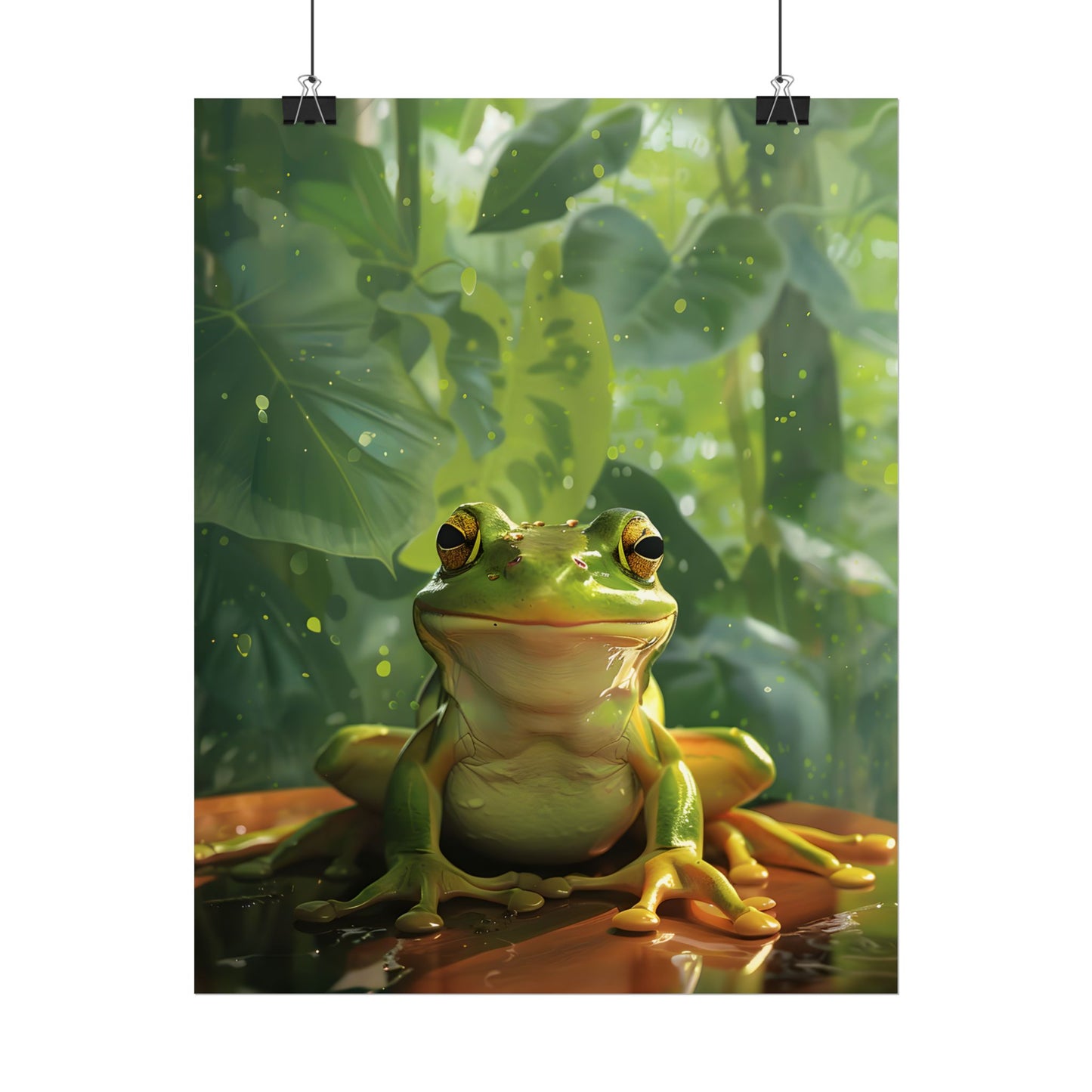 Whimsical Frog Oasis: A Peaceful Lily Pad Scene - Poster