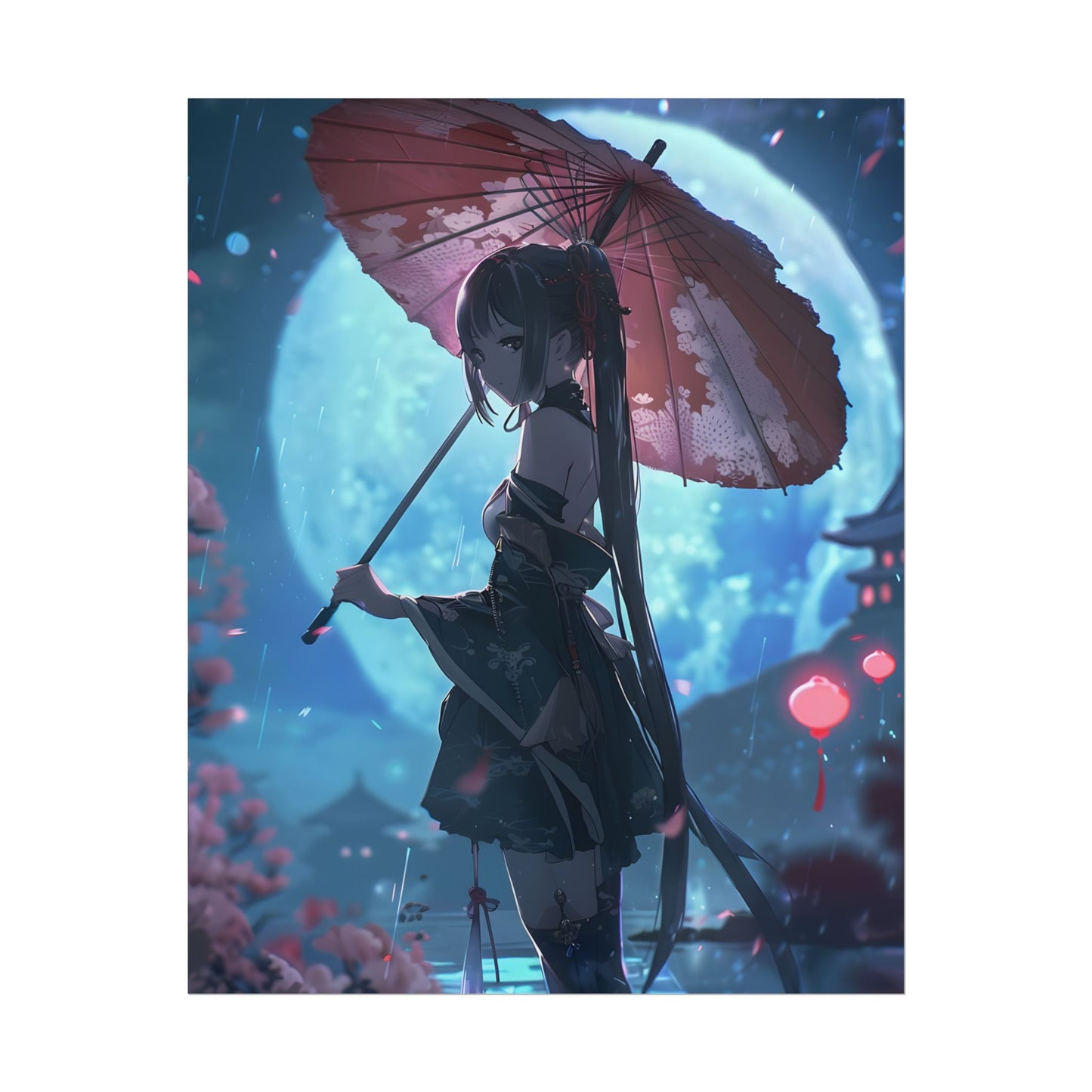 Anime Winter Girl: Gentle Snow Scene Art - Poster