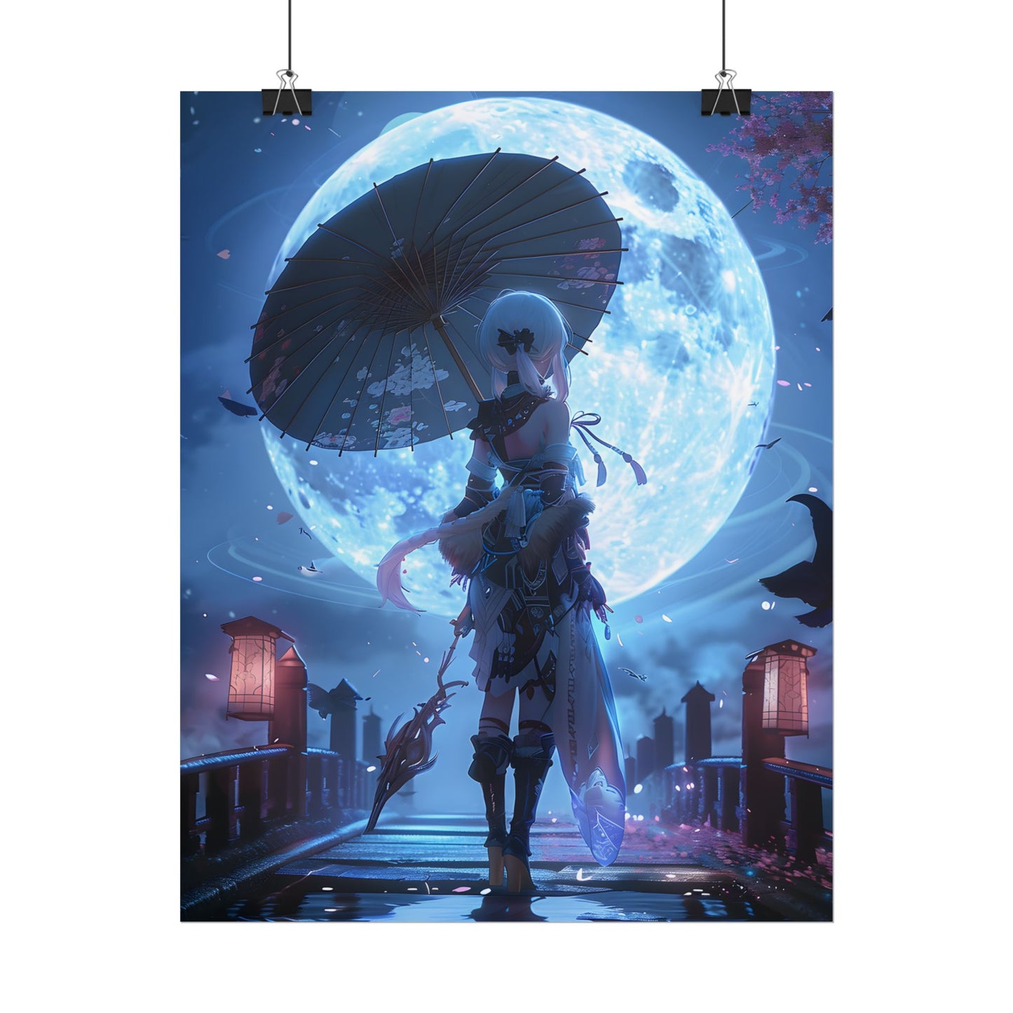 Anime Winter Scene: Girl Holds Umbrella - A Delicate Moment - Poster