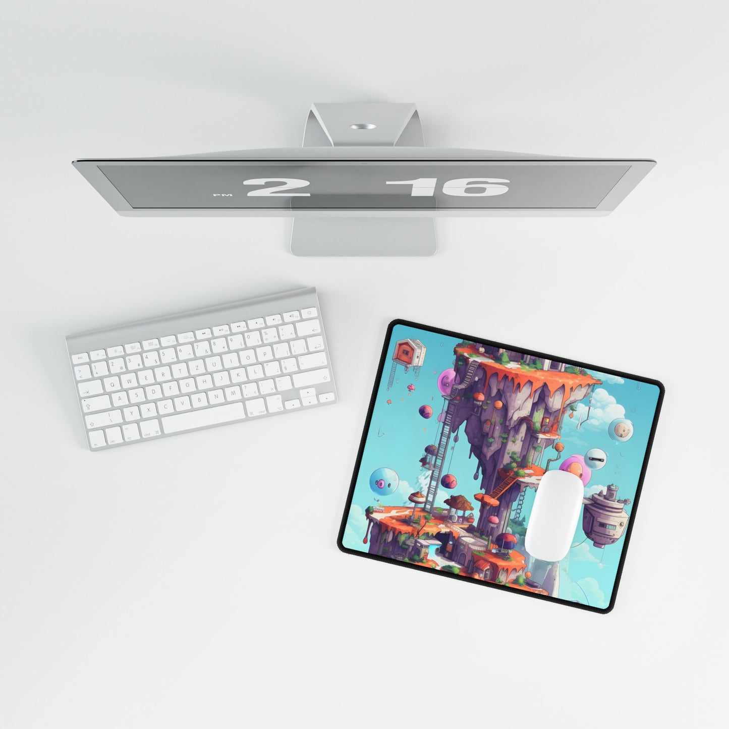 Vibrant Pixel Art: Colorful Cyber Pets World - Desk Mat
