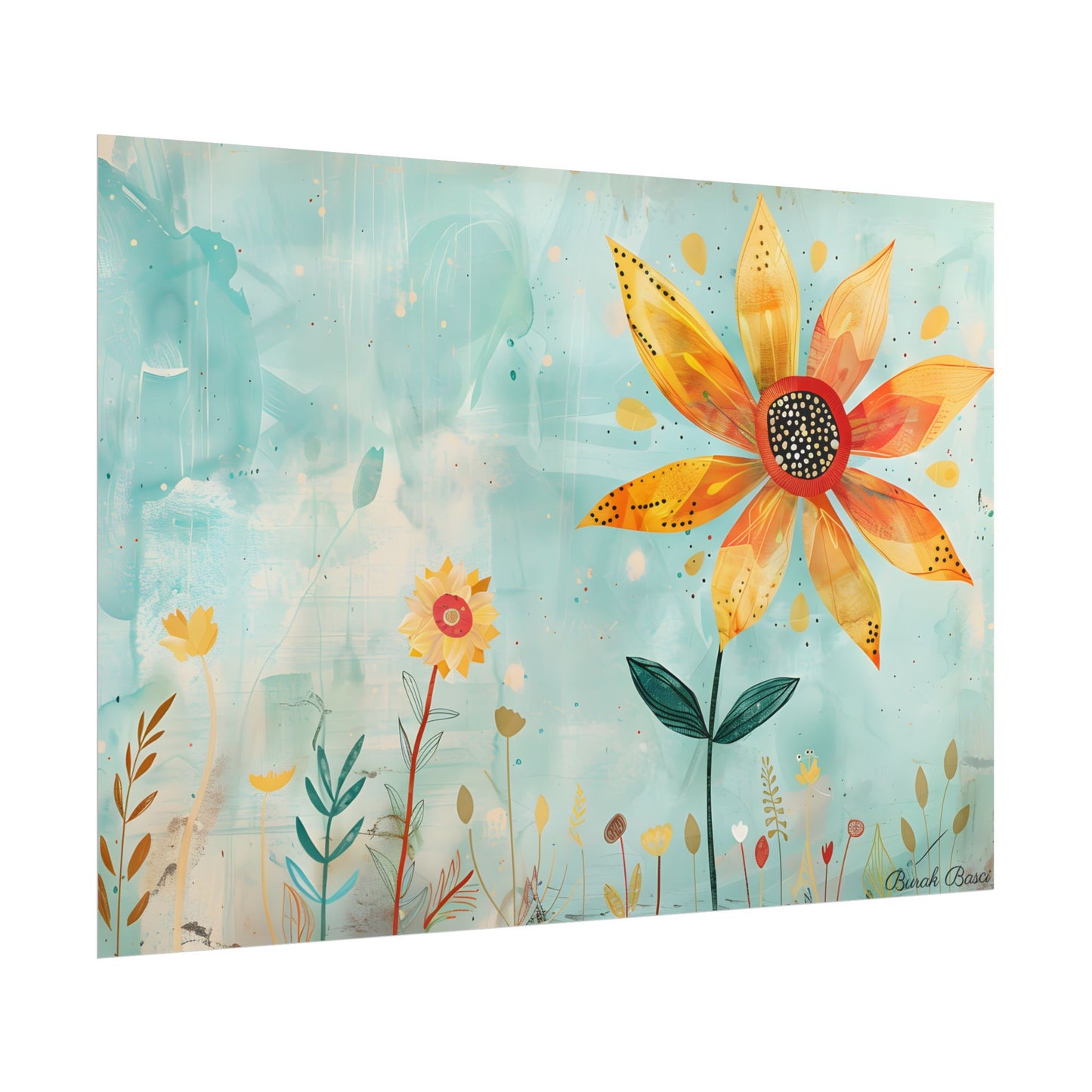 Blooming Growth: Whimsical Flower with Mindset Message Art - Poster