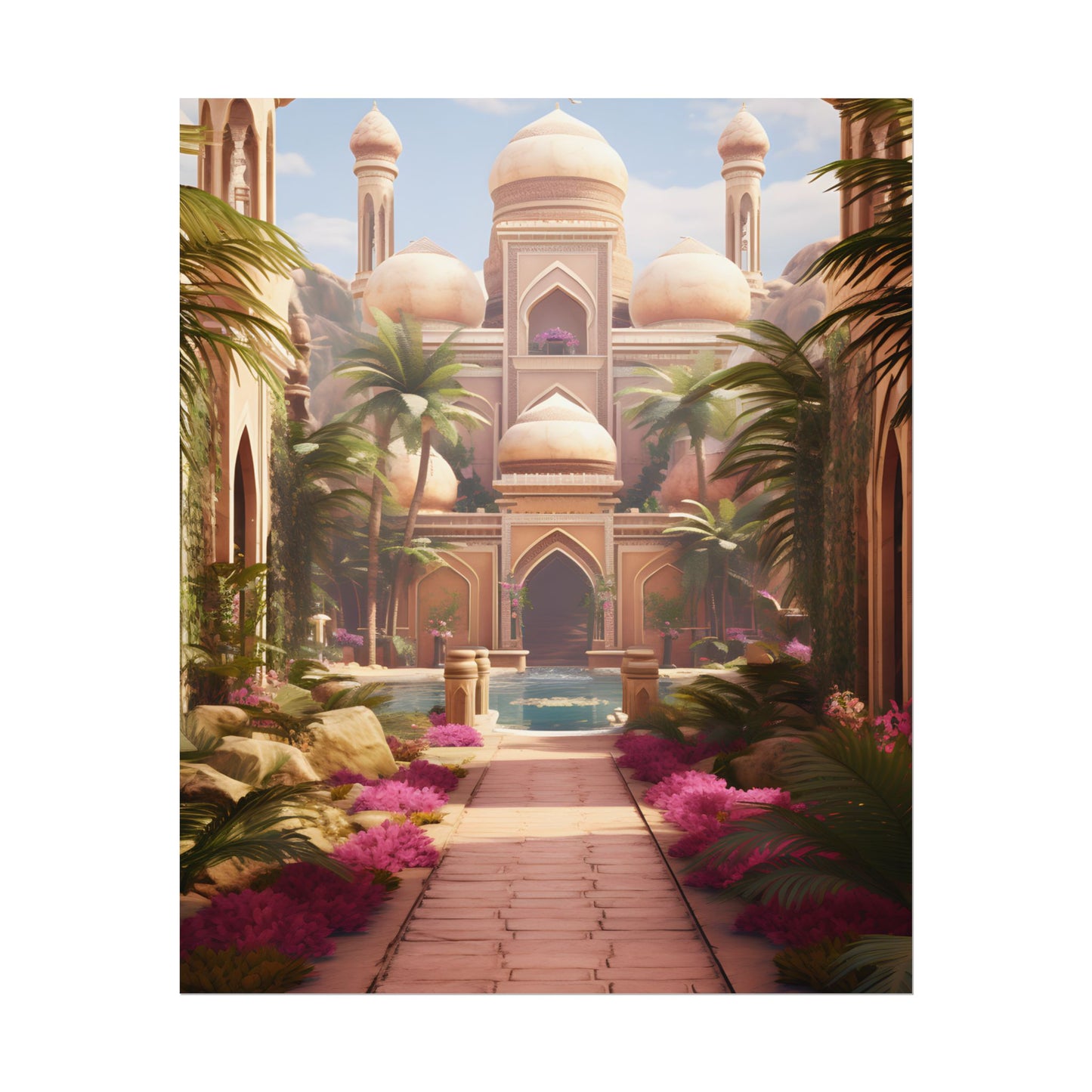 Hidden Arabian Desert Paradise: Serene Oasis Art - Poster