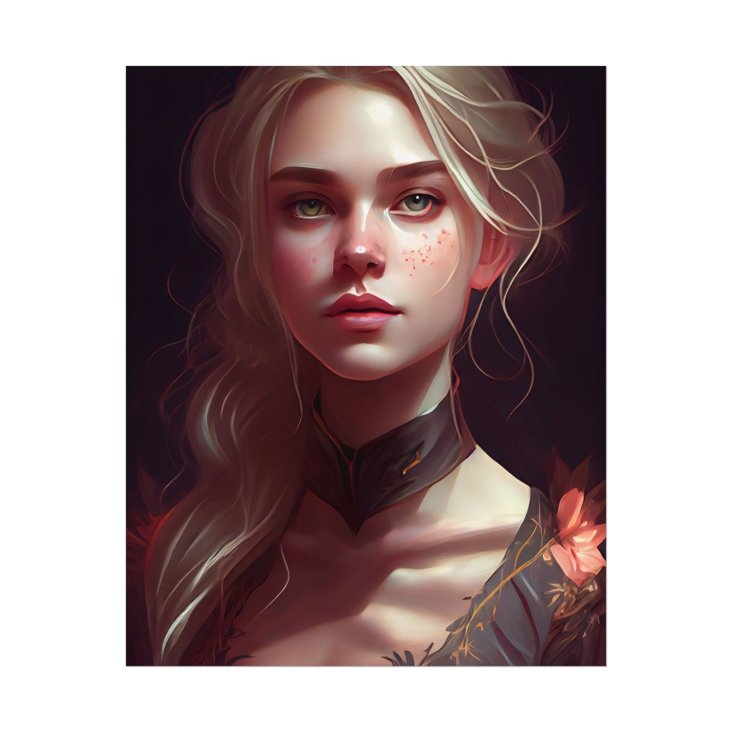 Astonishing Blonde Portrait: Artistic Beauty in Darkness - Poster