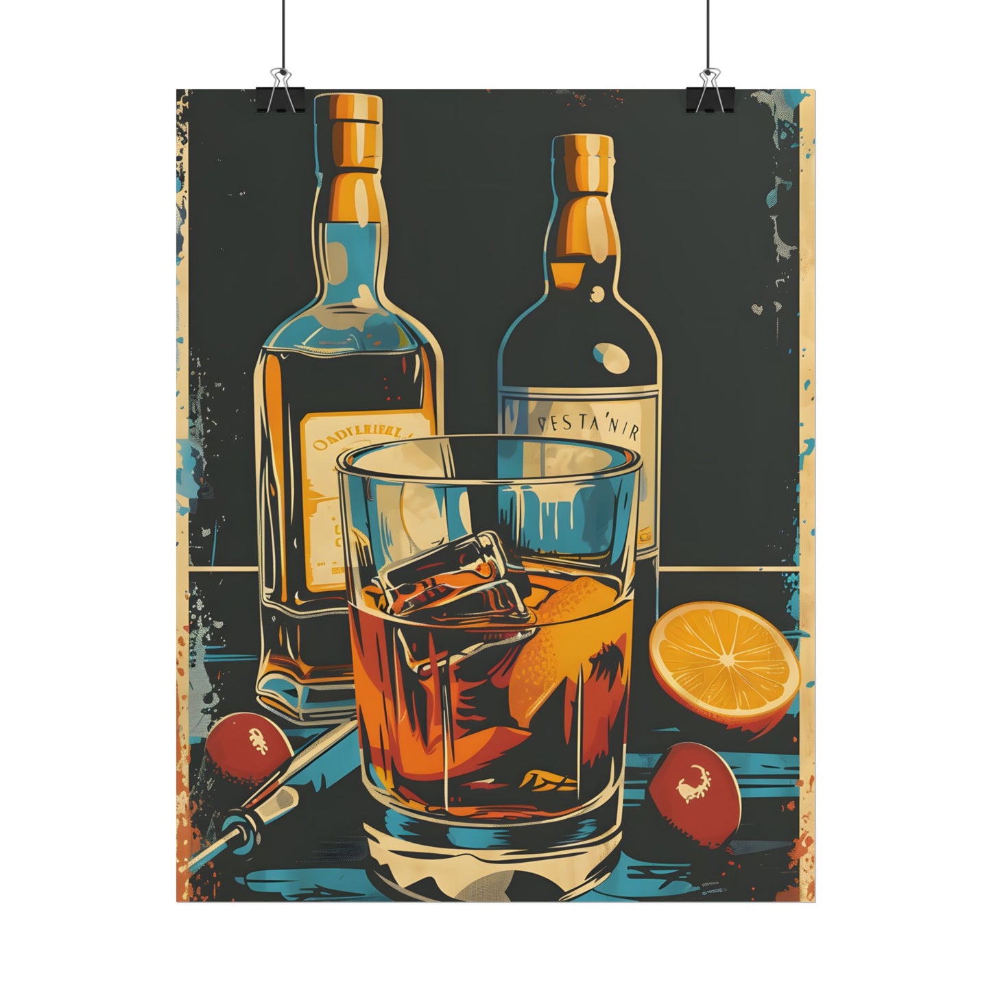 Vintage Cocktail Hour: Old-Fashioned Glass Artwork - Poster