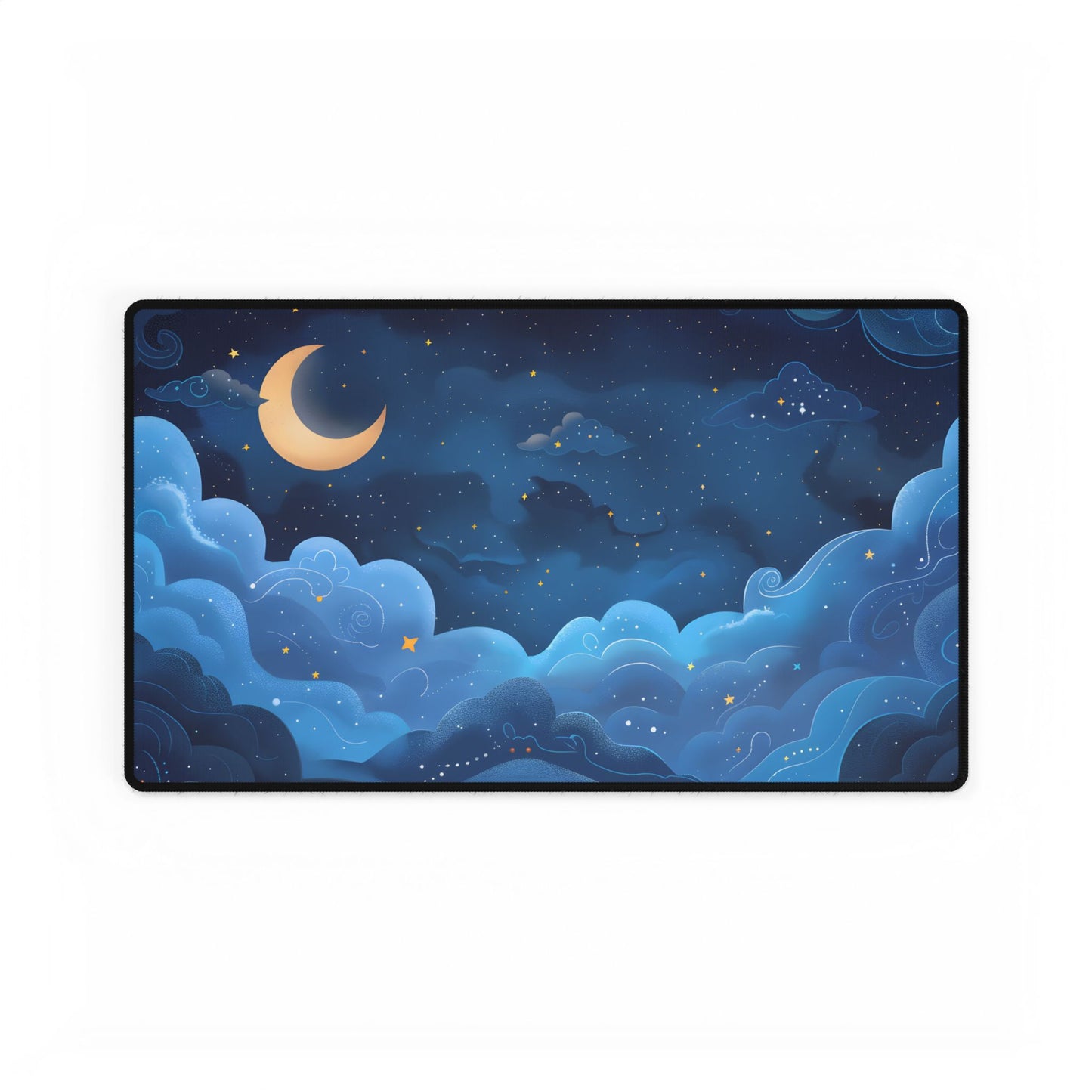 Whispers of a Whimsical Night Sky: Dreamy Celestial Artwork - Desk Mat