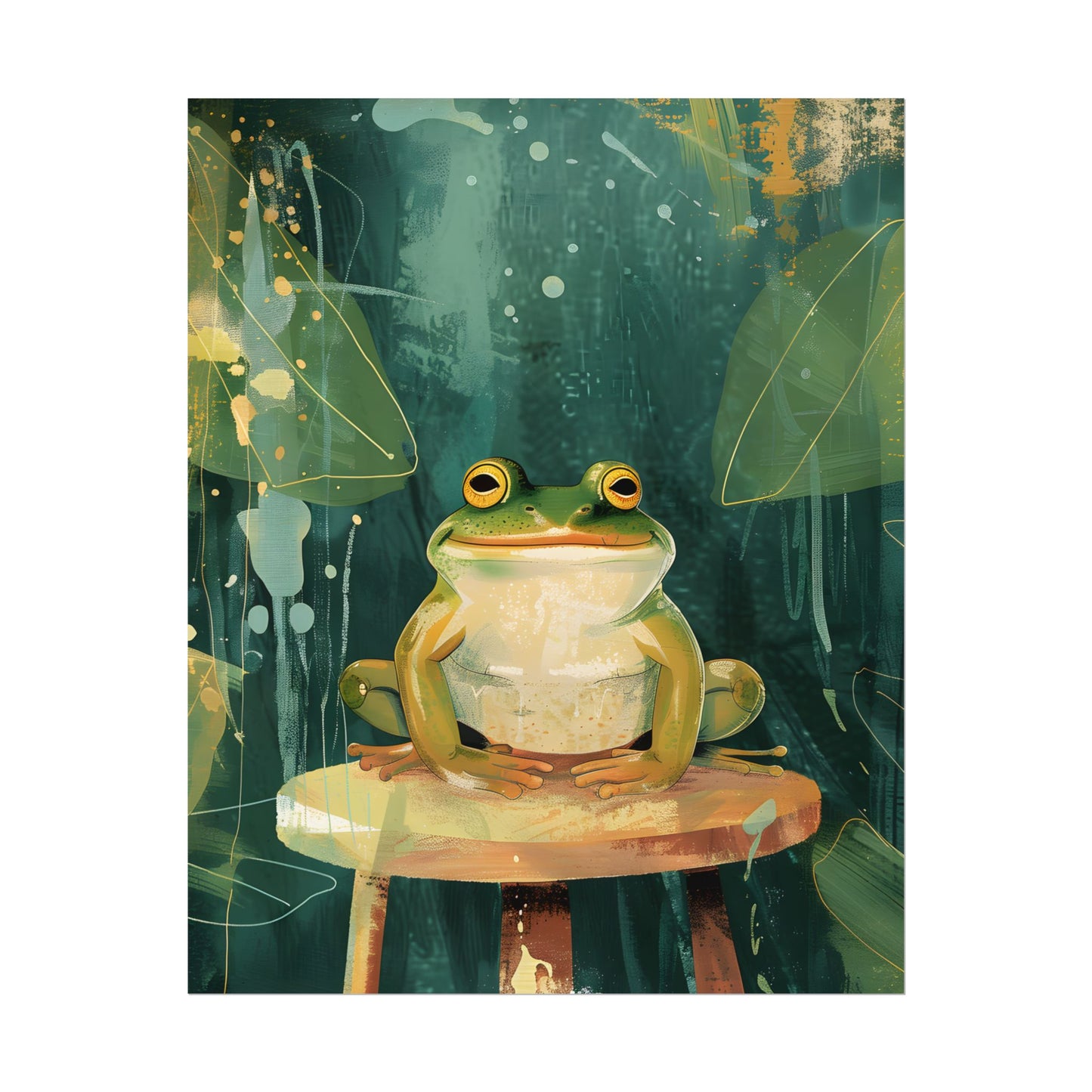Whimsical Frog Cartoon: Colorful Ta Illustration - Poster