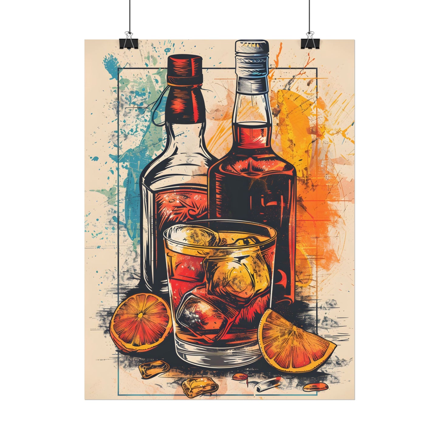 Vintage Cocktail Hour: Old-Fashioned Glass Art Poster - Poster