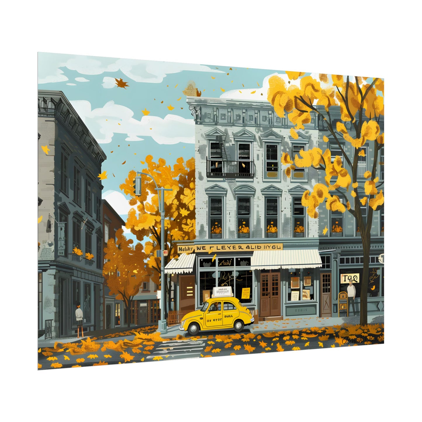 Whimsical Yellow Building: Ornate Illustration Artwork - Poster