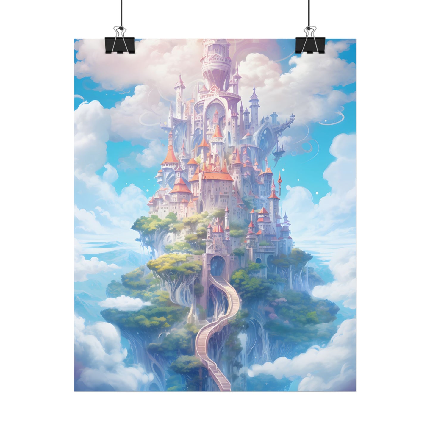 Celestial Fantasy Floating City: Dreamy Artwork - Poster