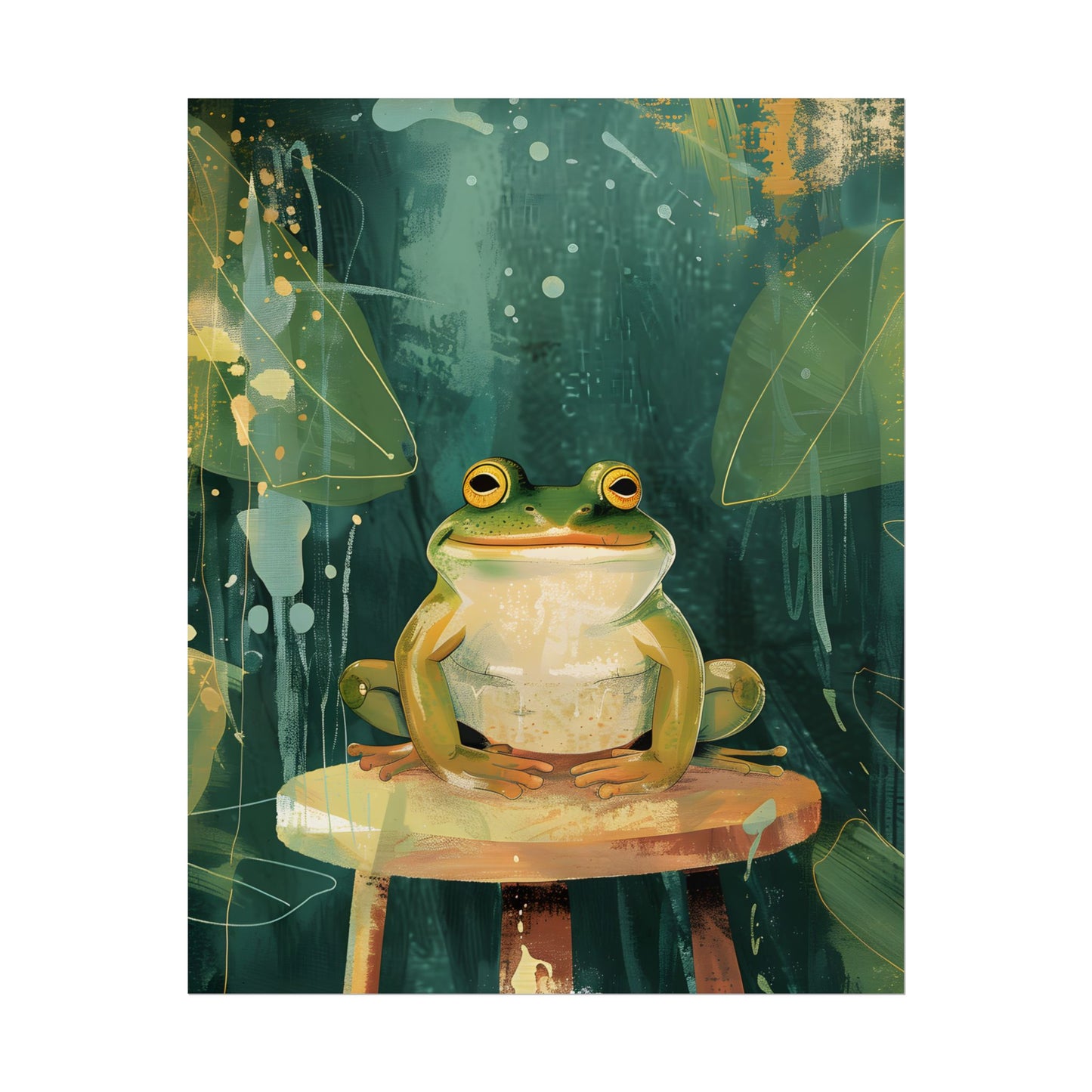 Whimsical Frog Cartoon: Colorful Ta Illustration - Poster