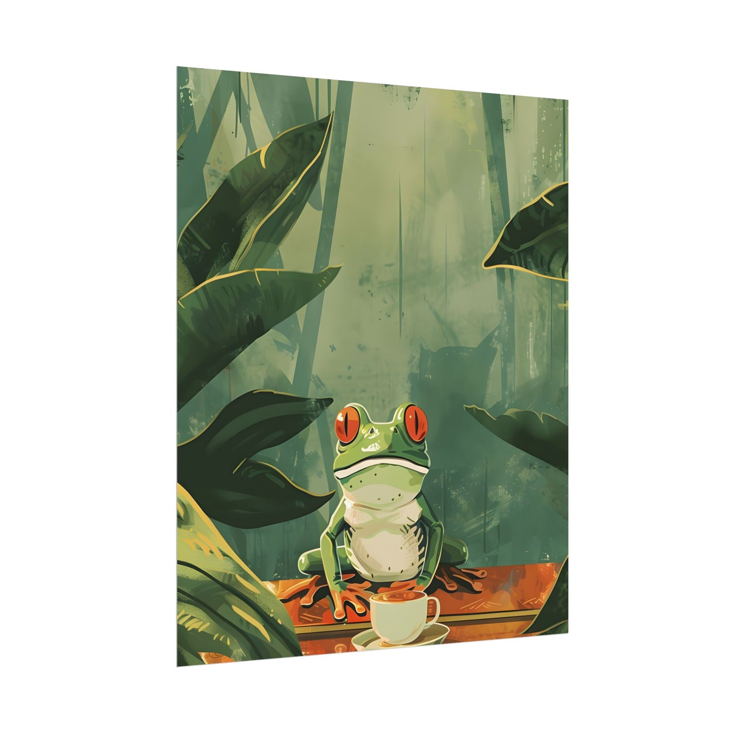 Whimsical Frog Illustration: Tree Branch Artwork - Poster