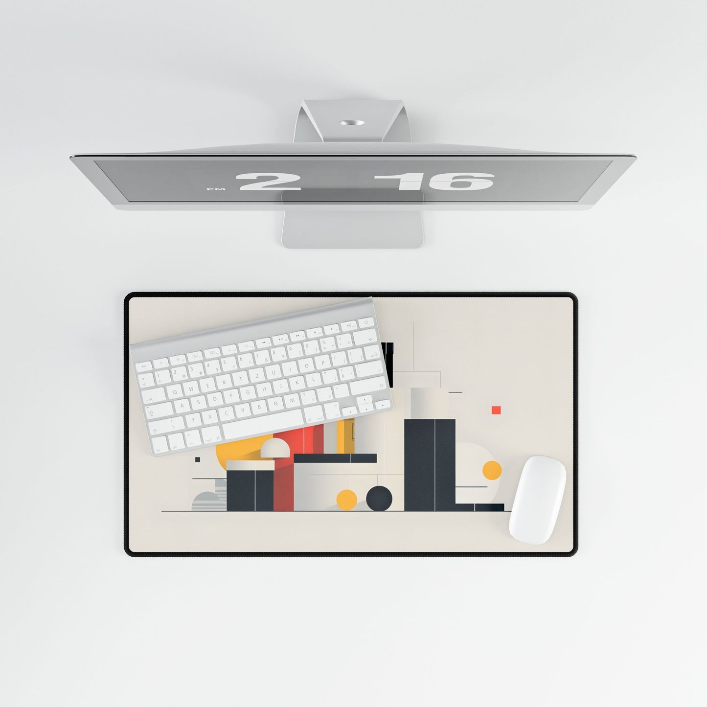 Minimalist Digital Art: Bold Blue Green Illustration - Desk Mat