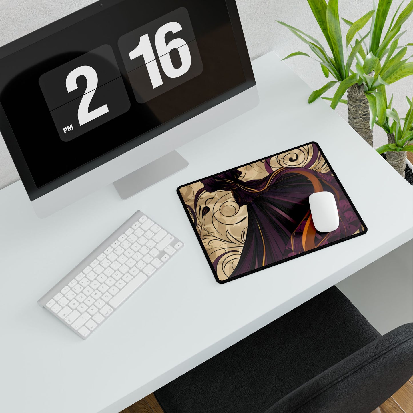 Art Nouveau Masterpiece: Elegant Geometric Design - Desk Mat