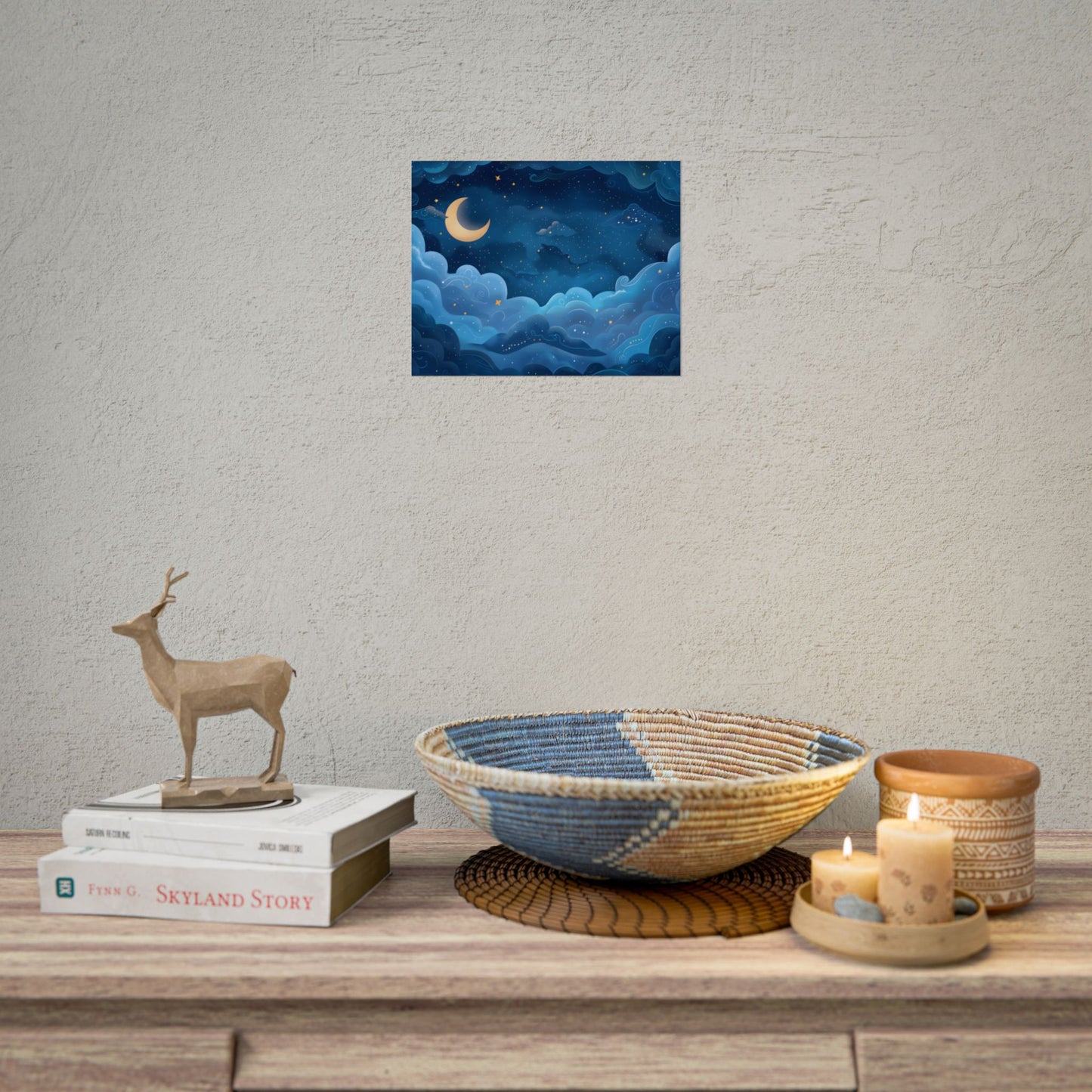 Whispers of a Whimsical Night Sky: Dreamy Celestial Artwork - Poster