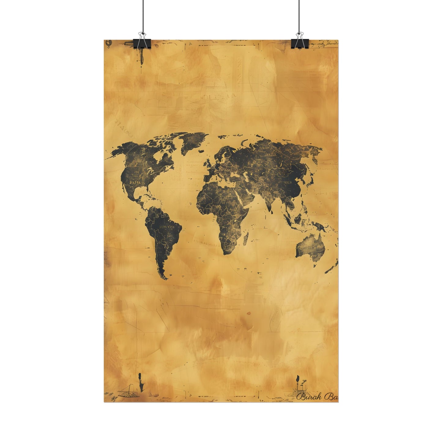 Vintage World Map: Decorative Art Piece - Poster