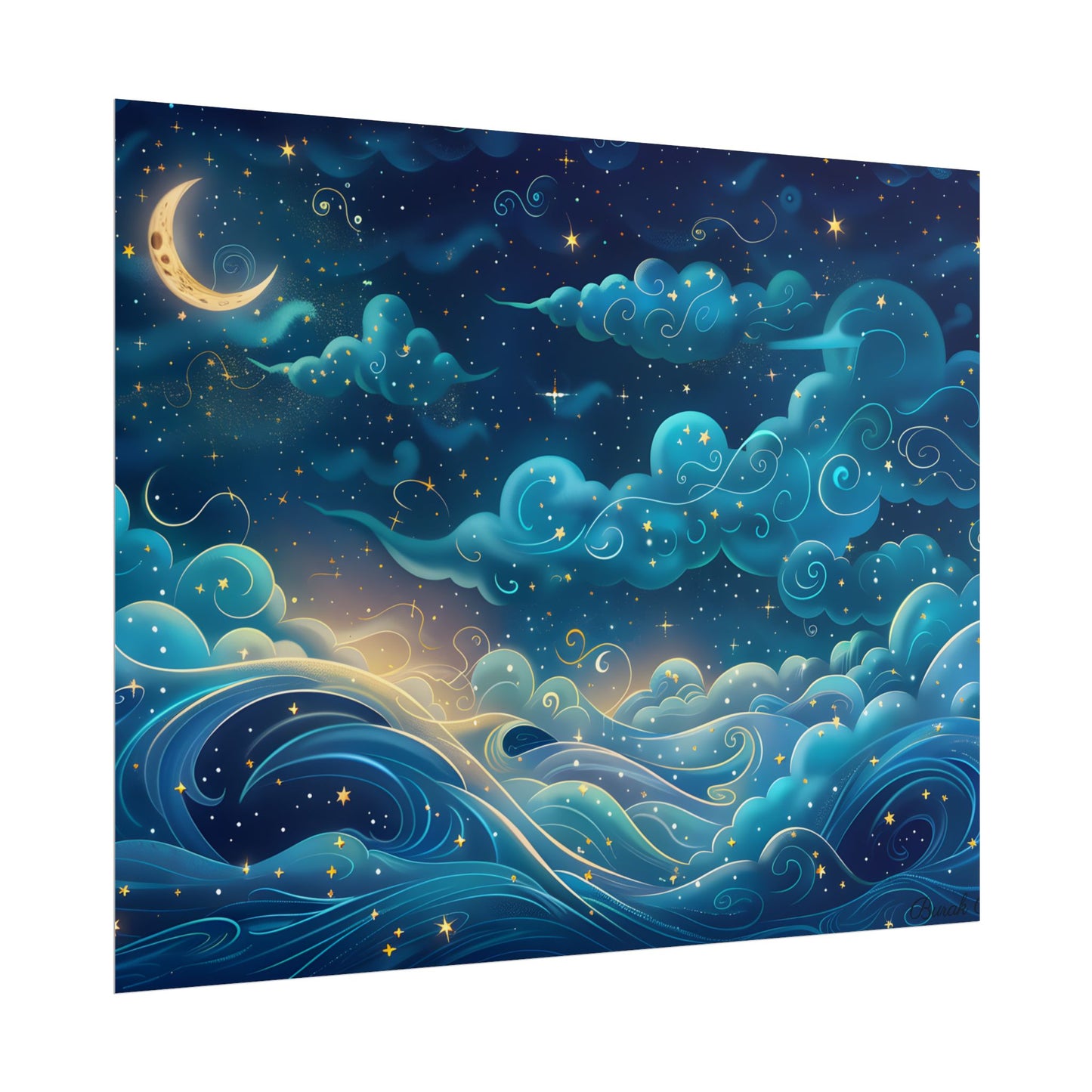 Twinkling Stellar Night Sky: Whimsical Dreamy Artwork - Poster