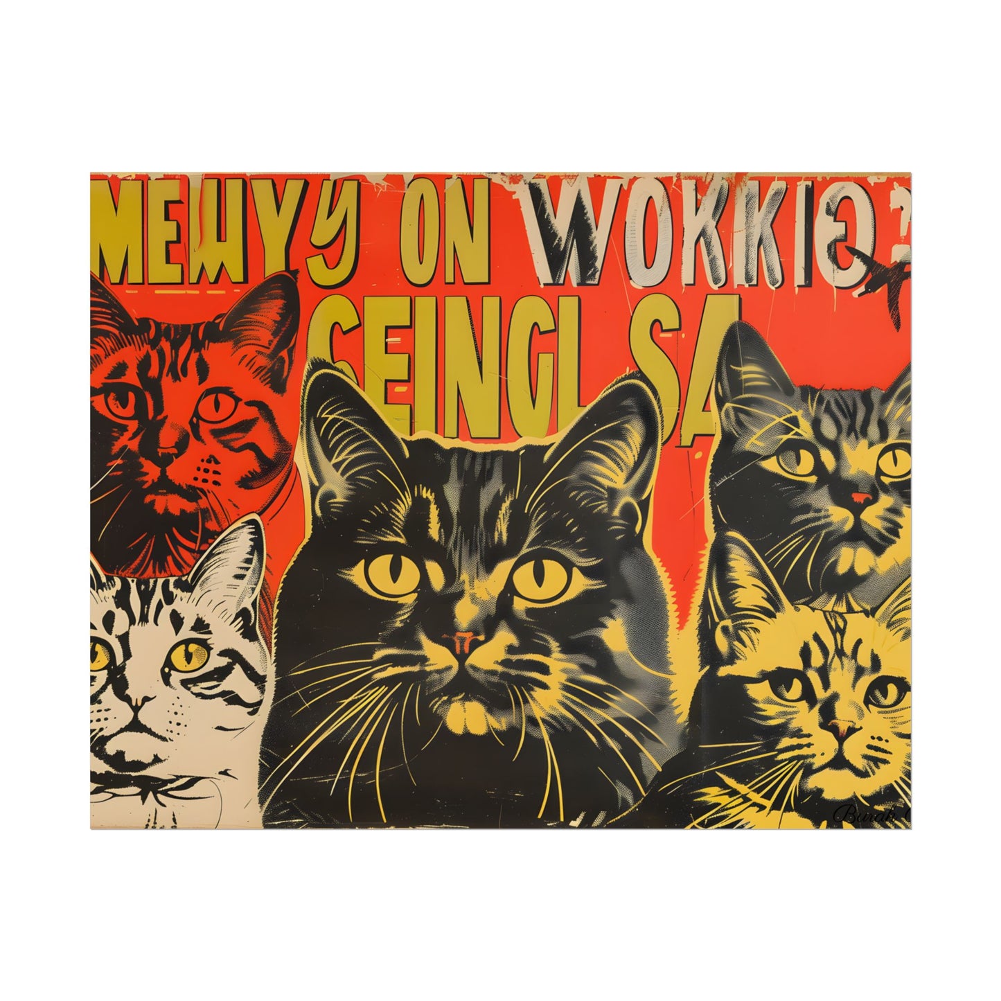 Whisked Away: A Soviet-Inspired Poster Featuring Multiple Feline Friends - Poster