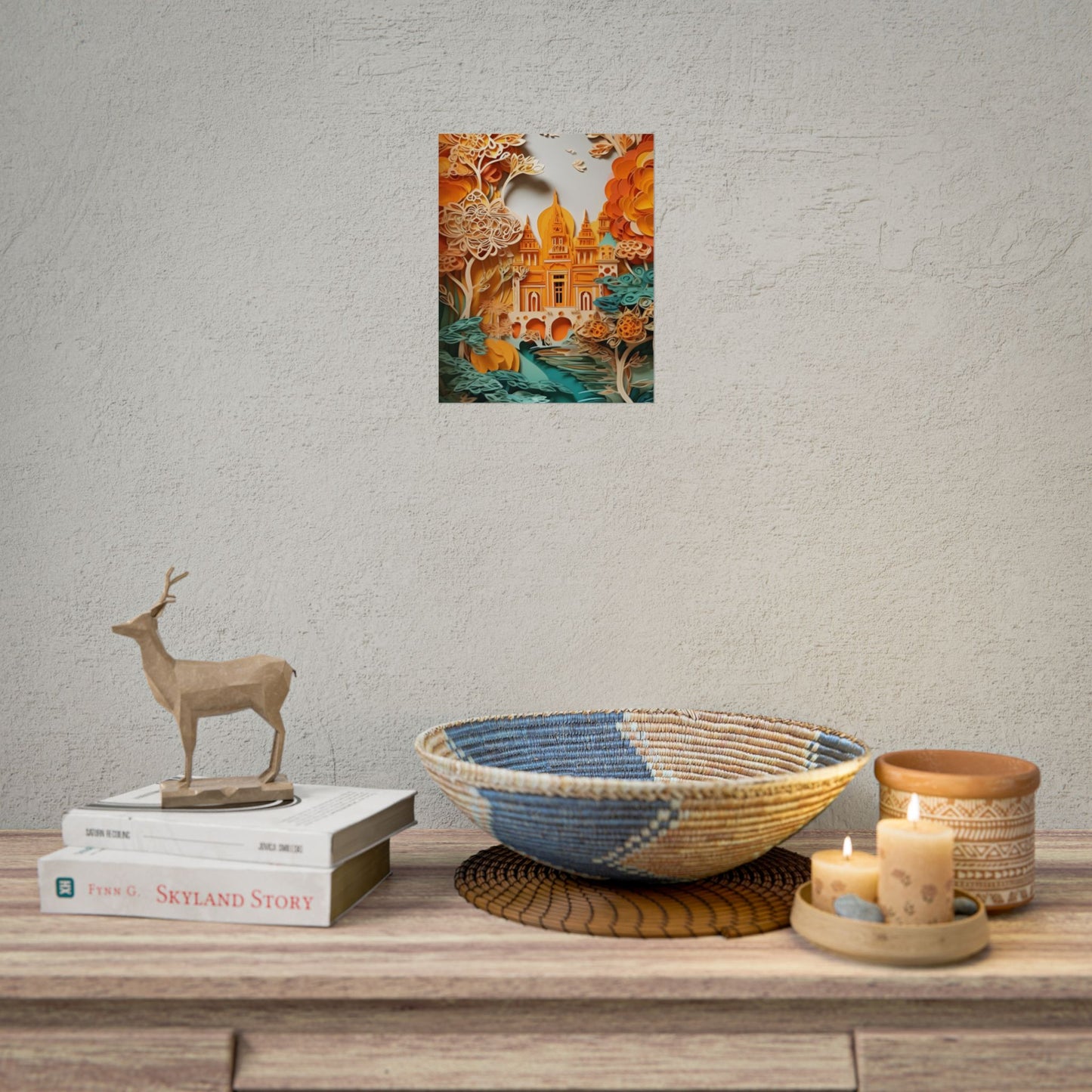 Colorful Indian Paper Quilling Art: Beautiful Landscape - Poster