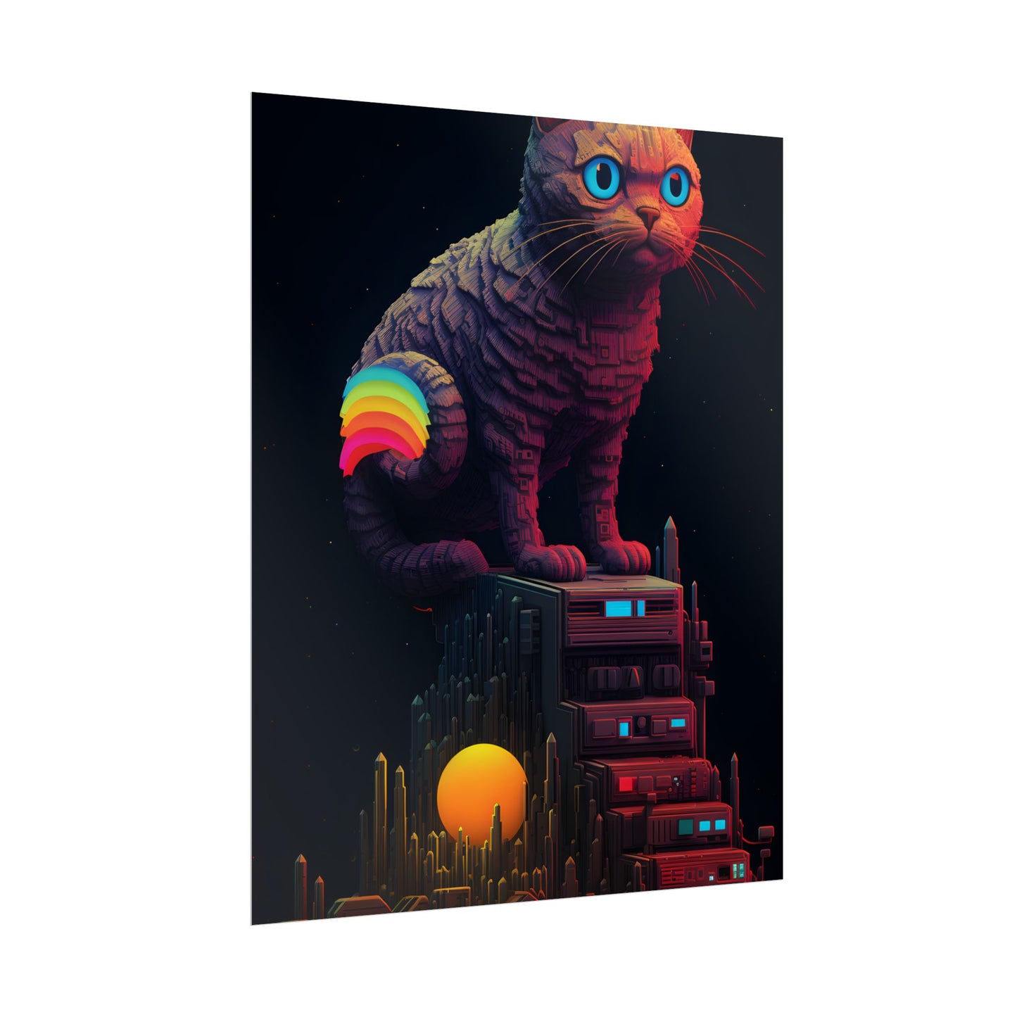 Pixelated Cyber Pets: Futuristic Digital Art - Poster