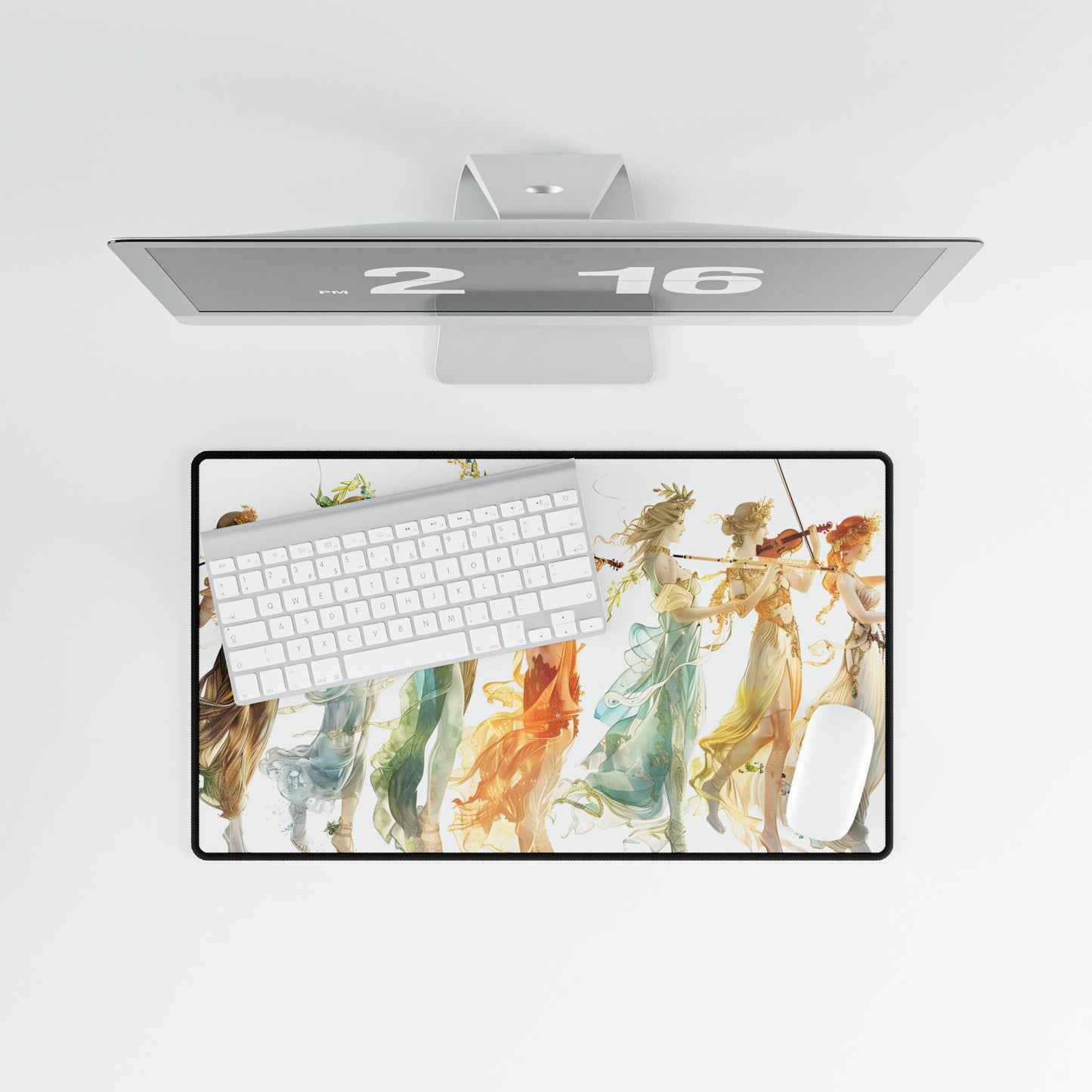 Ethereal Greek Goddesses: Serene Stylized Art - Desk Mat