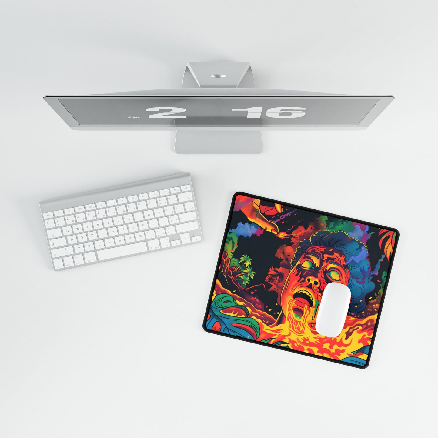Whimsical Reading Moment: Cartoonish Illustration - Desk Mat