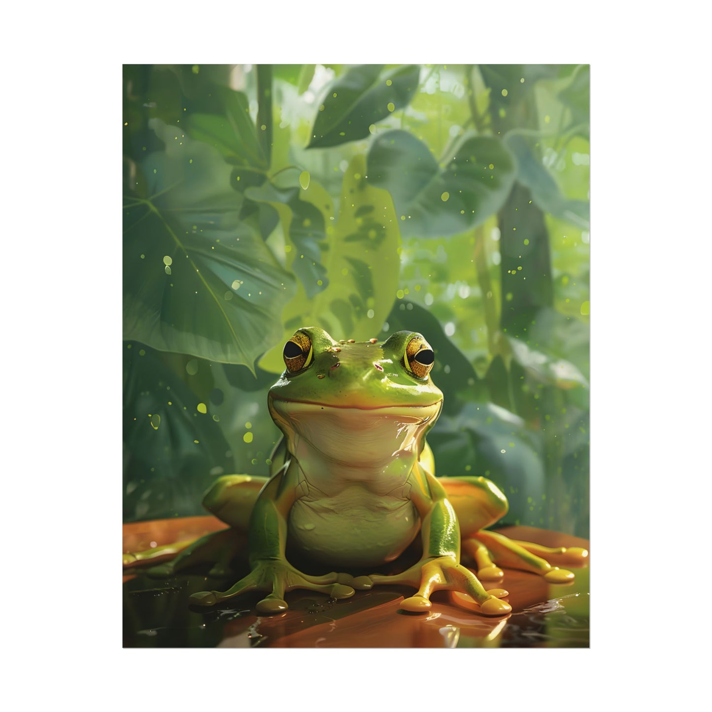 Whimsical Frog Oasis: A Peaceful Lily Pad Scene - Poster