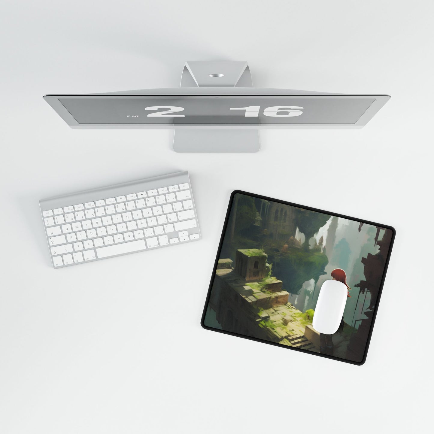 Anime Red Haired Female: Dramatic Eyes Art - Desk Mat