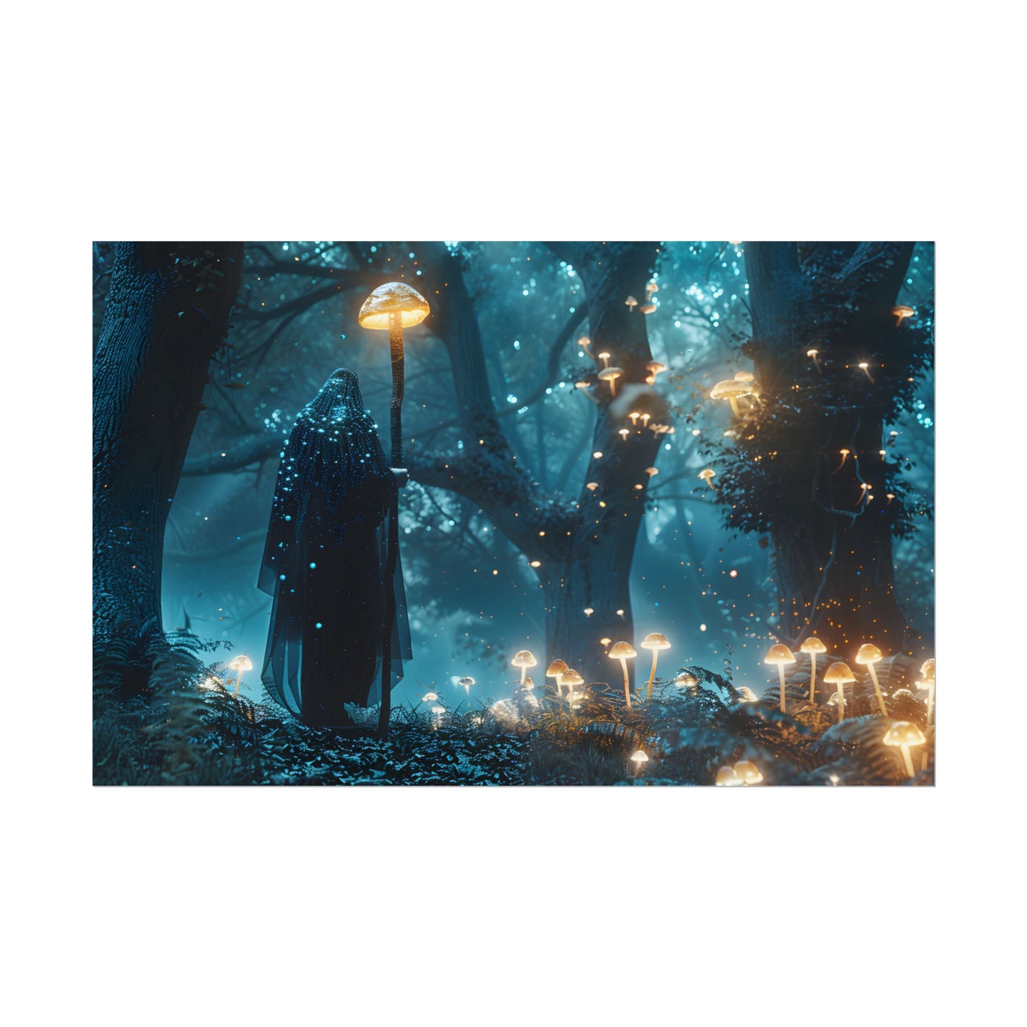 Whispers of Ancient Magic in a Moonlit Mystical Forest - Poster