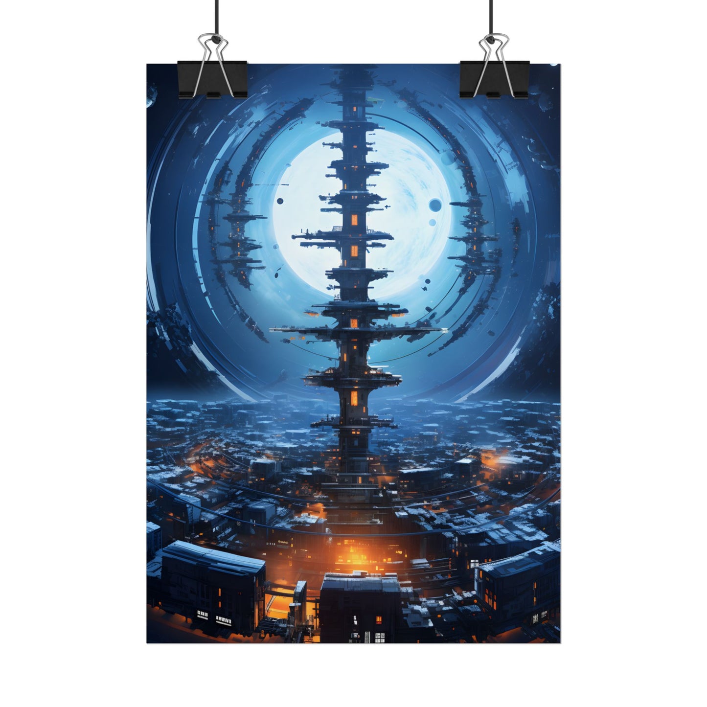 Aetherial Space Station: Low Earth Orbit Digital Art - Poster