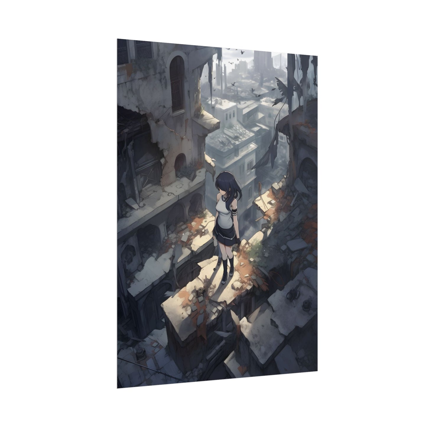 Anime Bird in Flight: Delicate Details in Mid-Air - Poster
