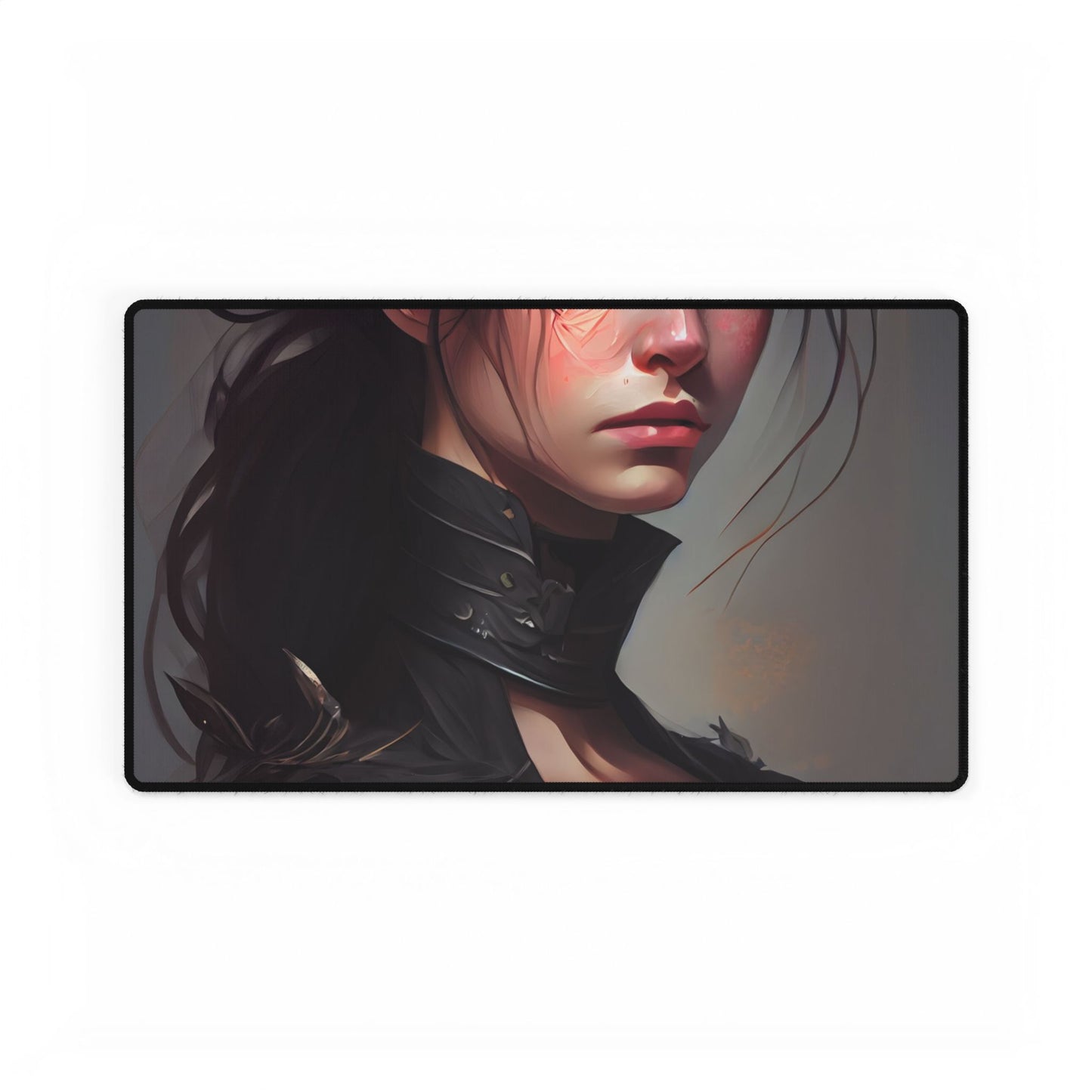 Artistic Female Portrait: Elegant Dress Digital Artwork - Desk Mat