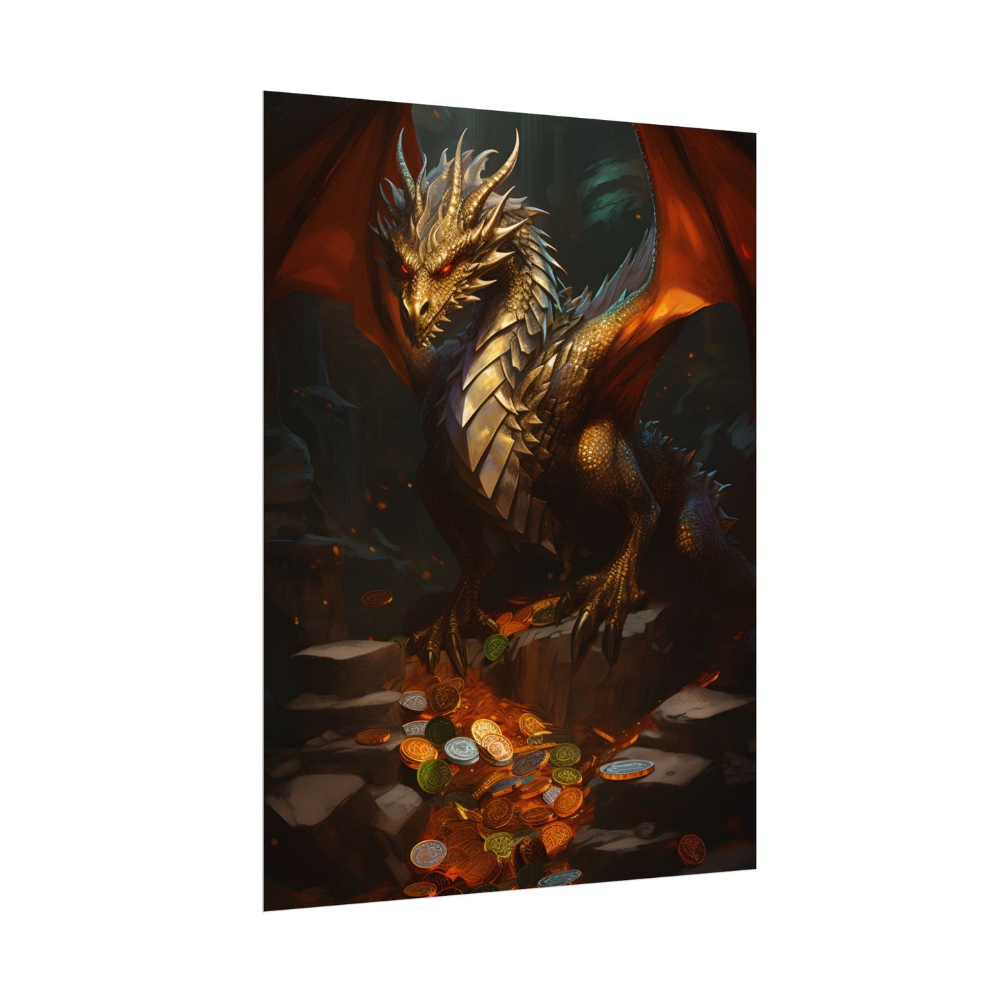 Ancient Fantasy Dragon Guard: Majestic Creature Art - Poster