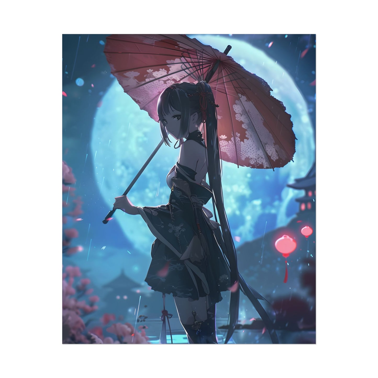 Anime Winter Girl: Gentle Snow Scene Art - Poster