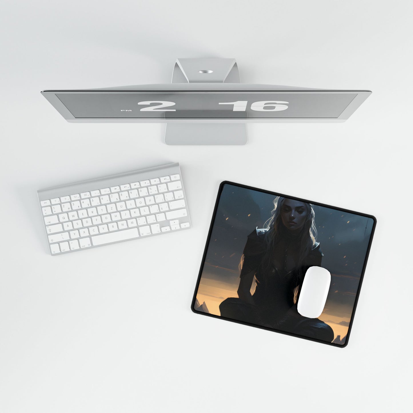 Outdoor Artwork: Horizontal Stripe Shirt Figure Holding Board - Desk Mat