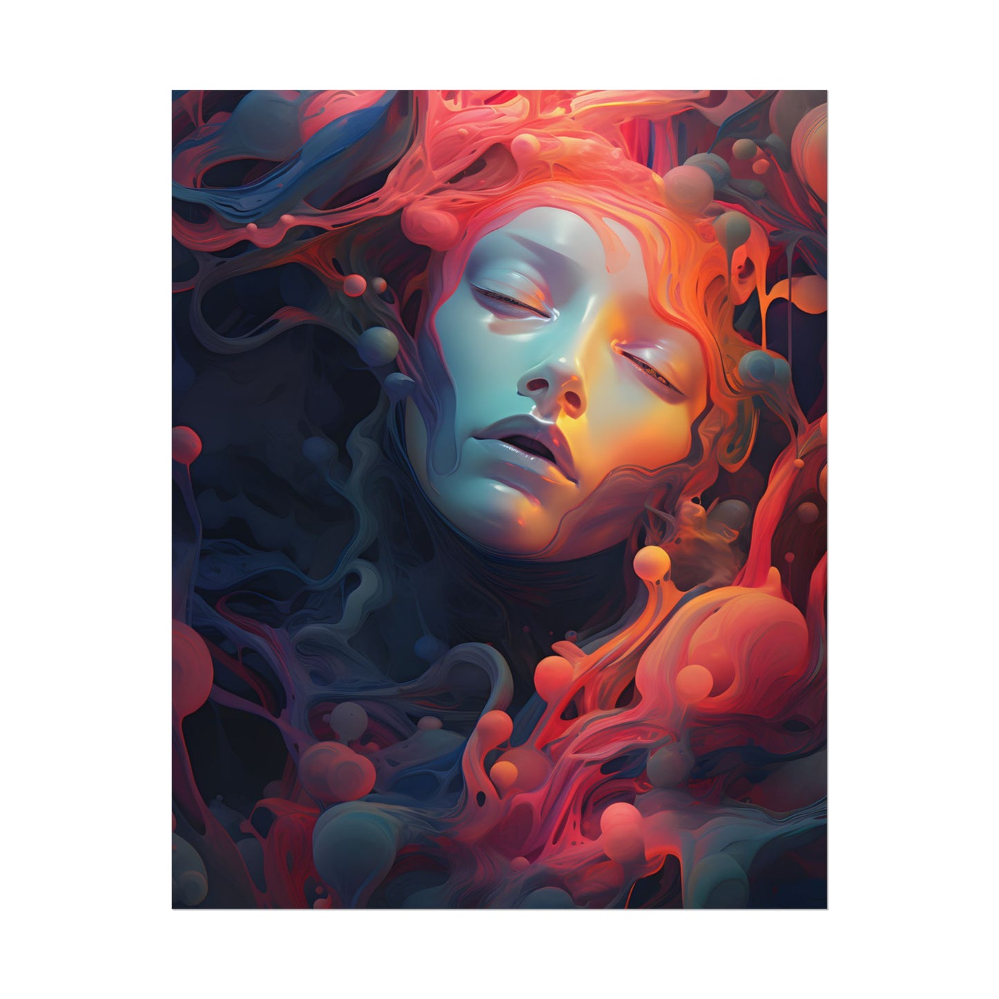 Abstract Cyber Dreamscape: Digital Artwork - Poster